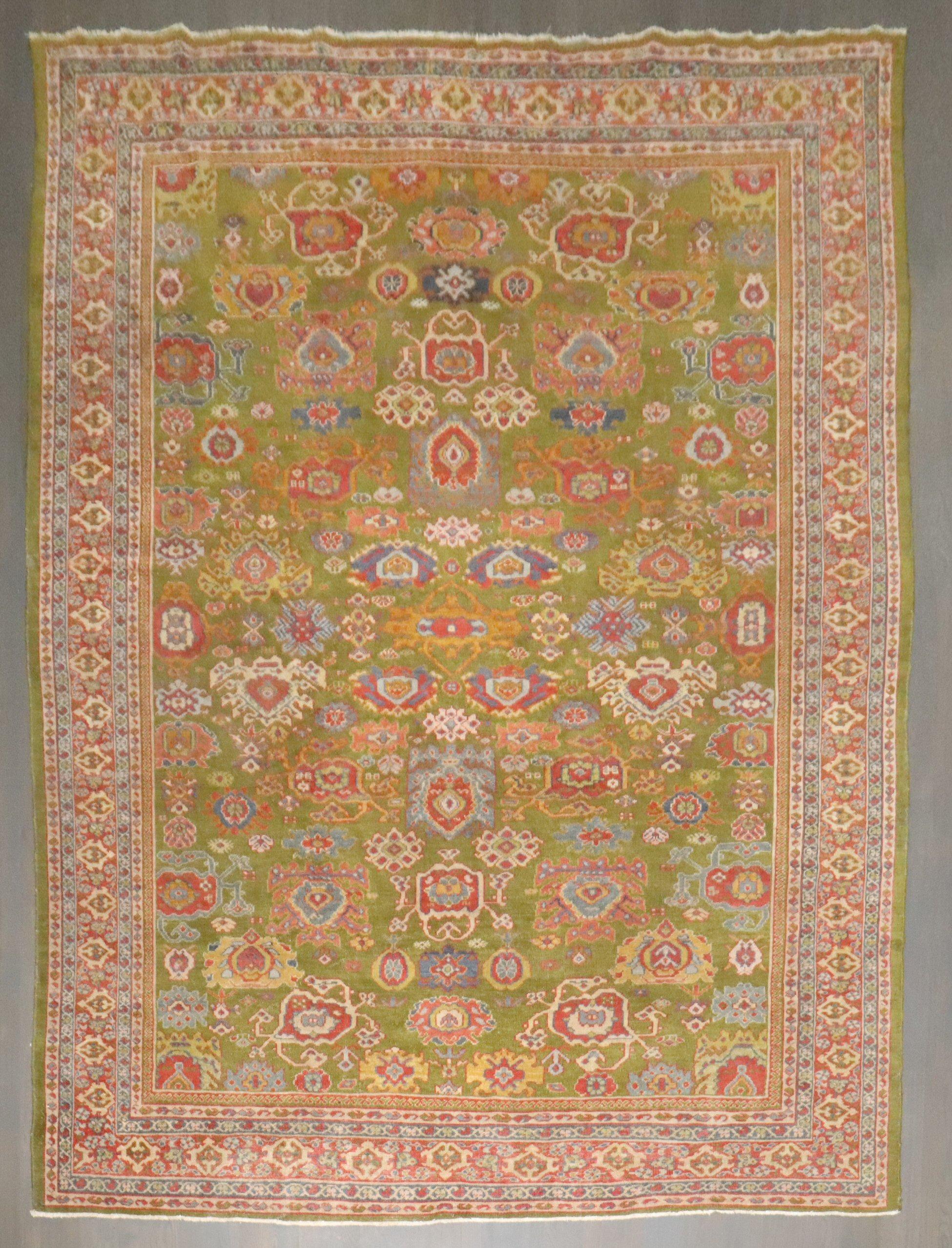 Zabihi Collection late 19th Century Green Sultanabad Rug For Sale 9