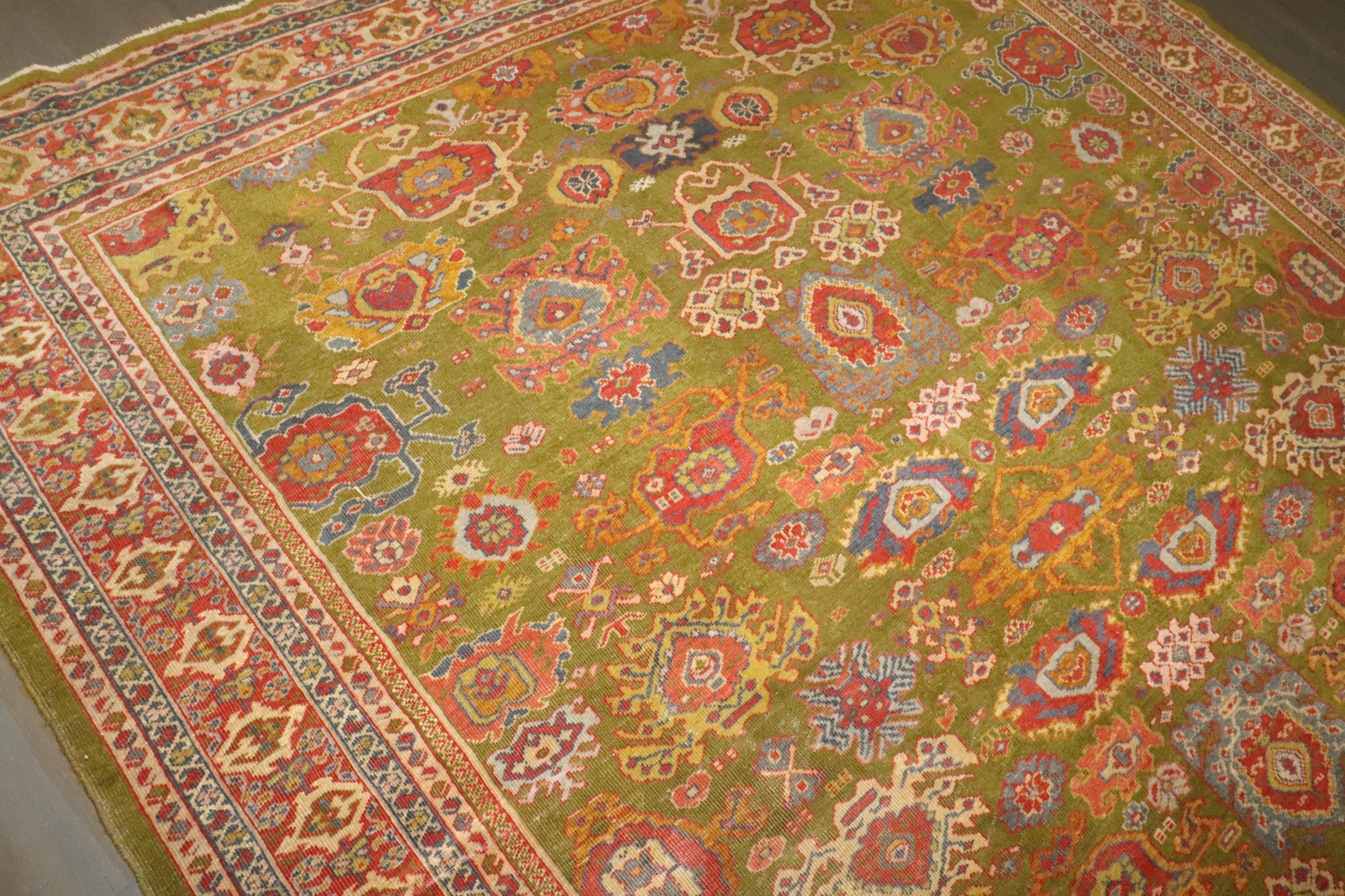 A phenomenal Persian Mahal/Sultanabad Carpet woven by the Swiss firm, Ziegler & Co. What makes this rug outstanding is that its Predominantly green,


8'2'' x 10'
 
In the late 1800s, in Sultanabad, a small town in NW Persia, a Swiss firm, the