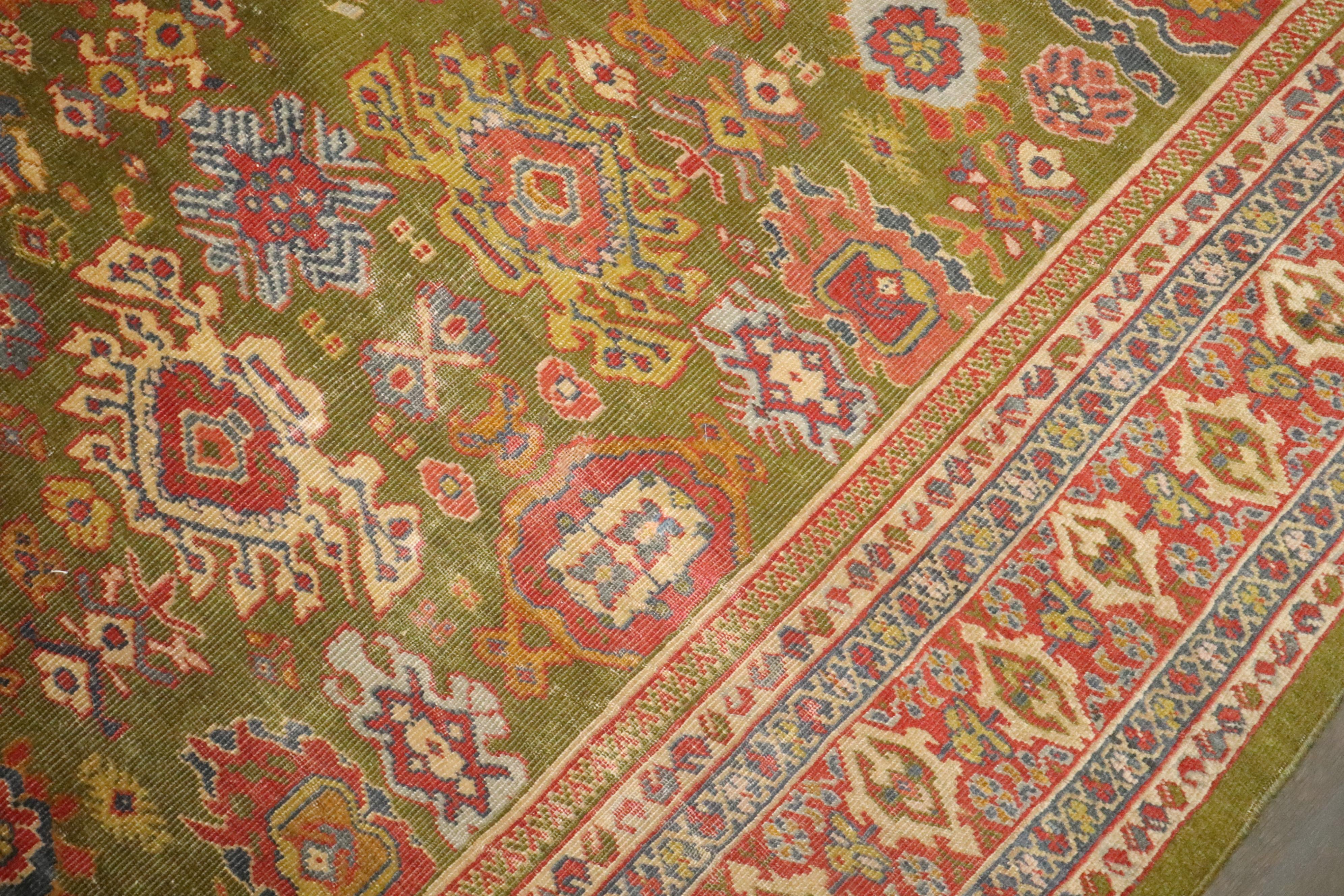 Zabihi Collection late 19th Century Green Sultanabad Rug For Sale 2