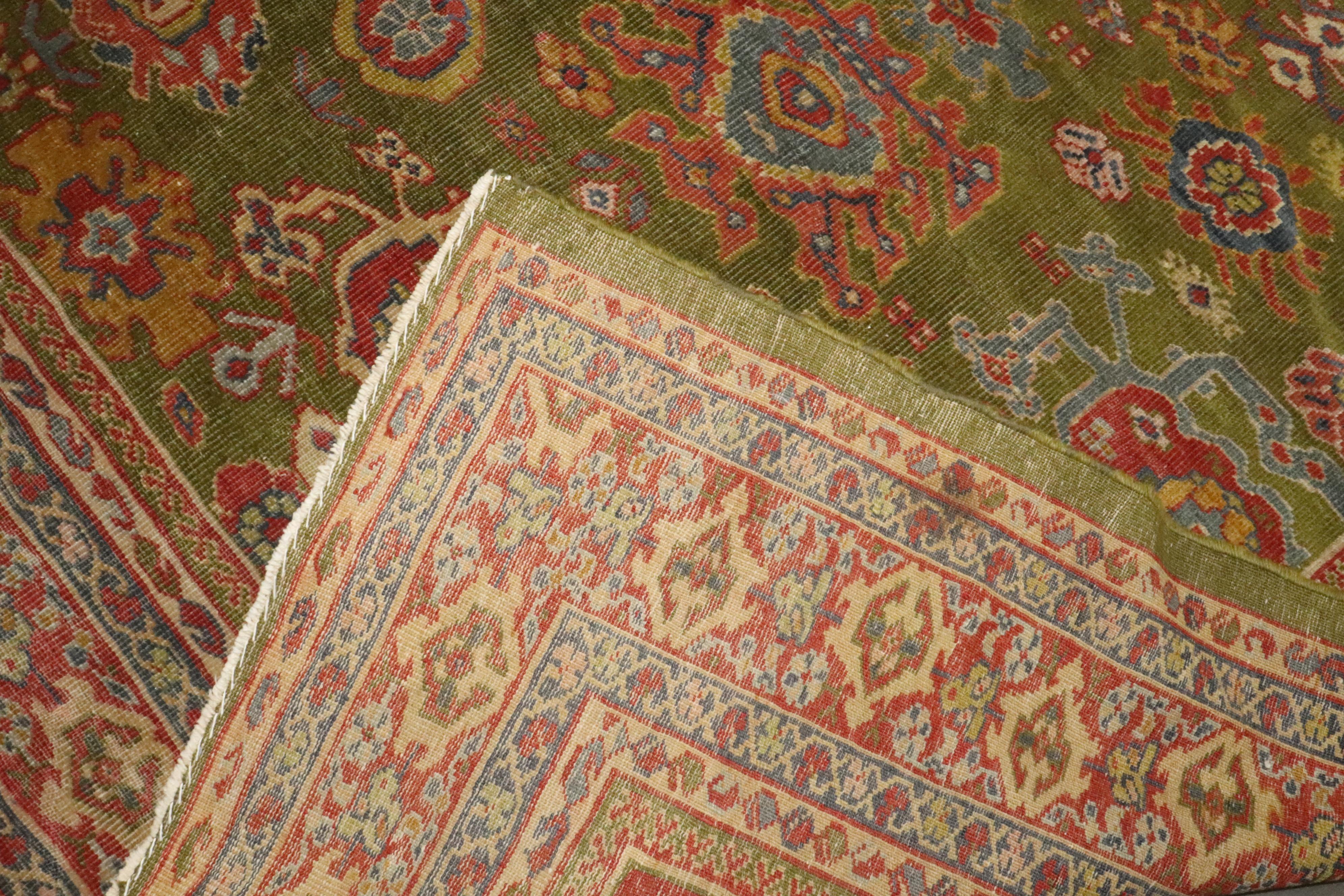 Zabihi Collection late 19th Century Green Sultanabad Rug For Sale 3