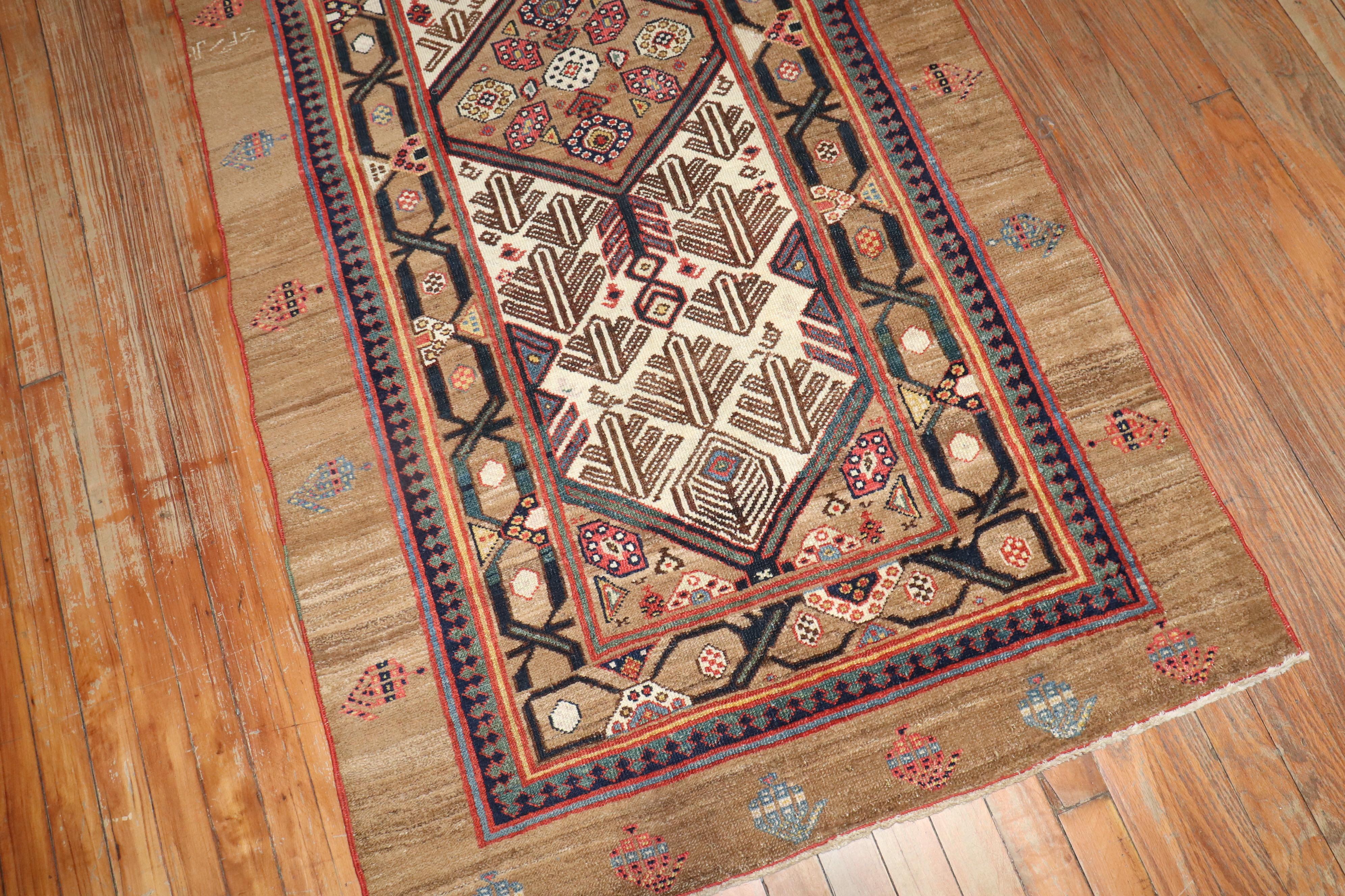 Tessuto a mano Collection'S della fine del 19° secolo, lungo runner in pelo di cammello in vendita