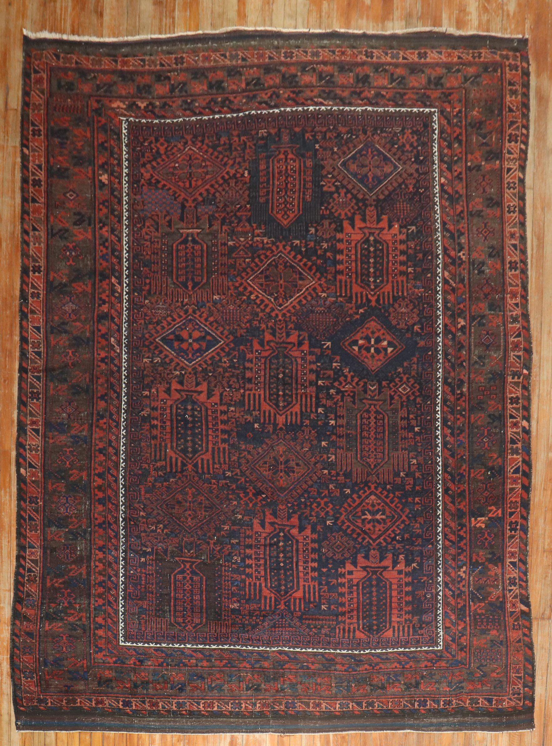 Zabihi Collection Late 19th Century Tribal Balouch Room Rug For Sale 4