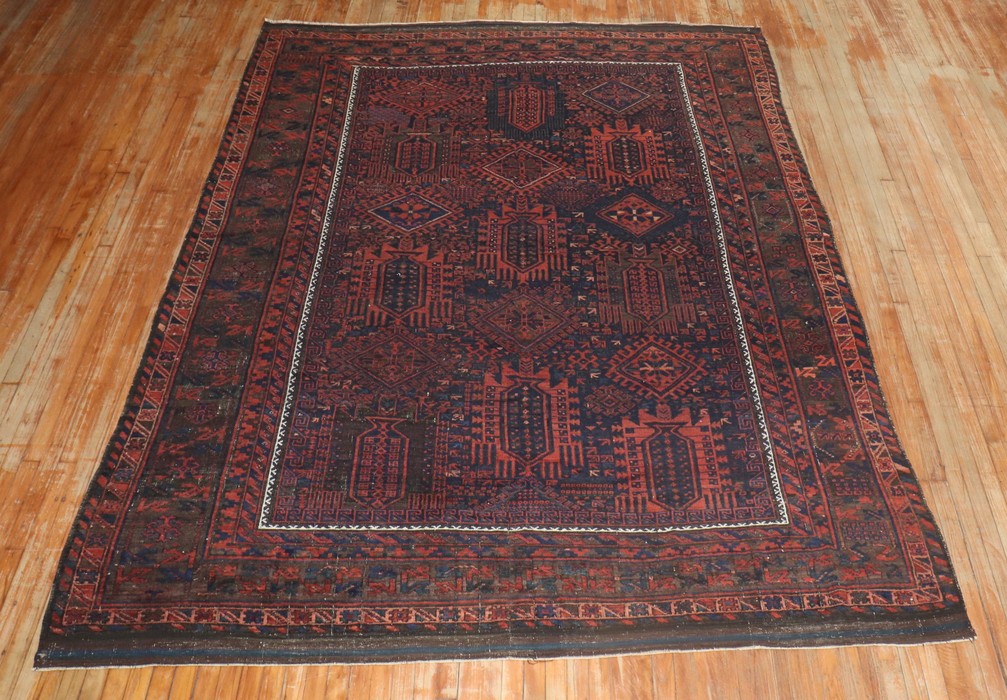 Zabihi Collection Late 19th Century Tribal Balouch Room Rug For Sale 5