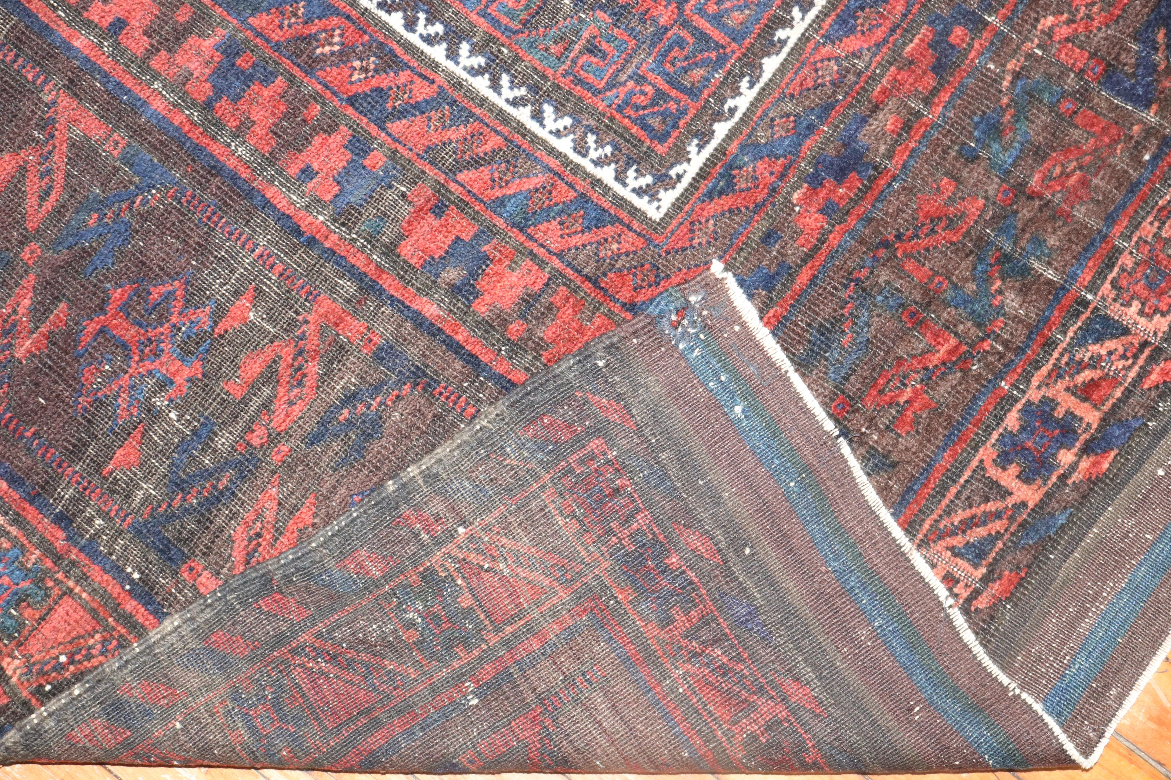 Industrial Zabihi Collection Late 19th Century Tribal Balouch Room Rug For Sale
