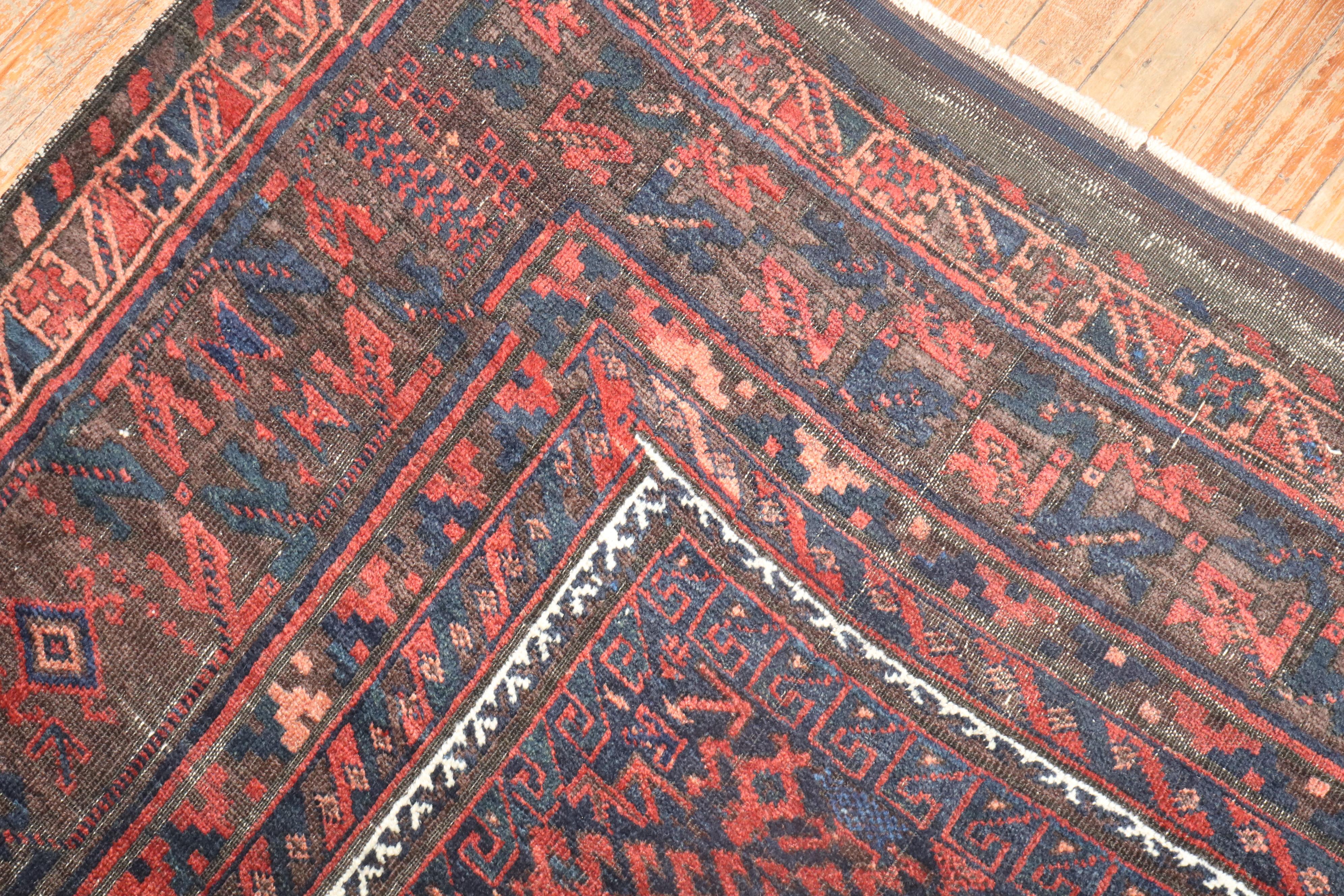 Zabihi Collection Late 19th Century Tribal Balouch Room Rug For Sale 2
