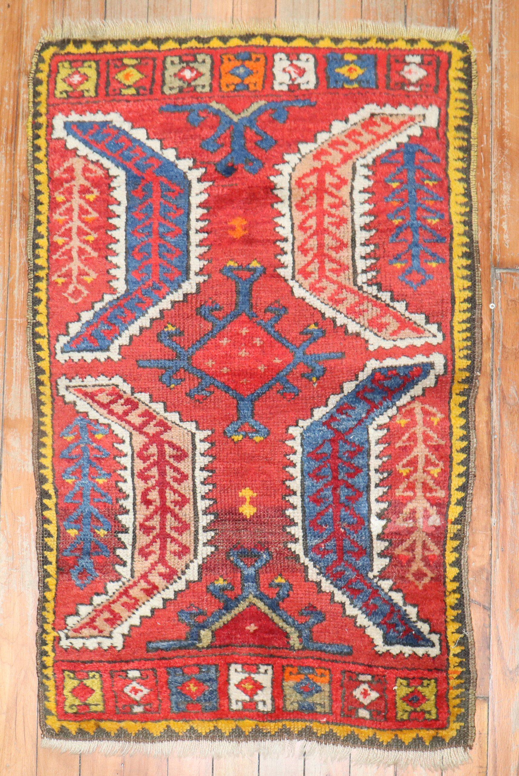 Colorful Late 19th century Turkish Yastik rug

Measures: 1'11'' x 3'6''.