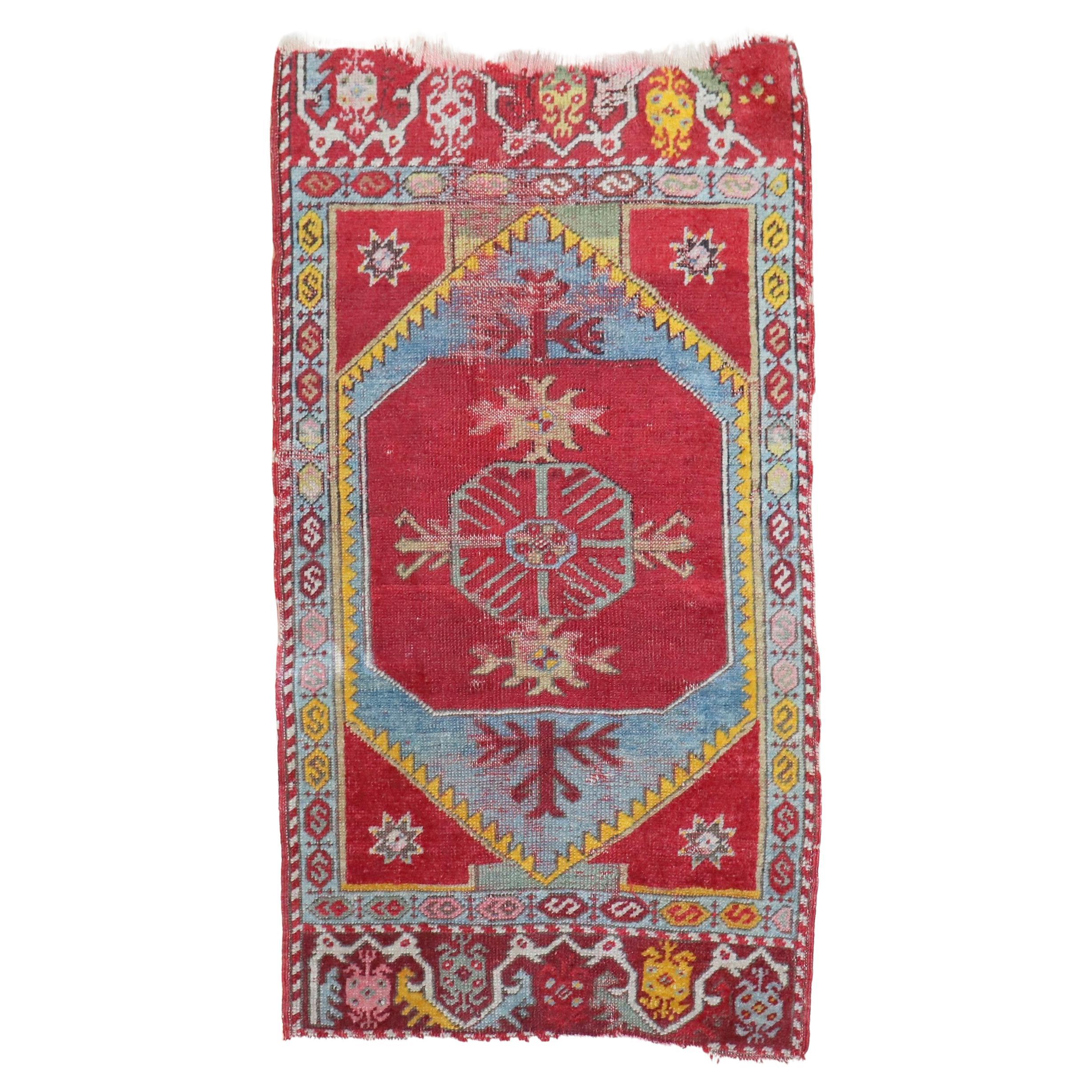 Zabihi Collection Late 19th Century Turkish Yastik Rug For Sale