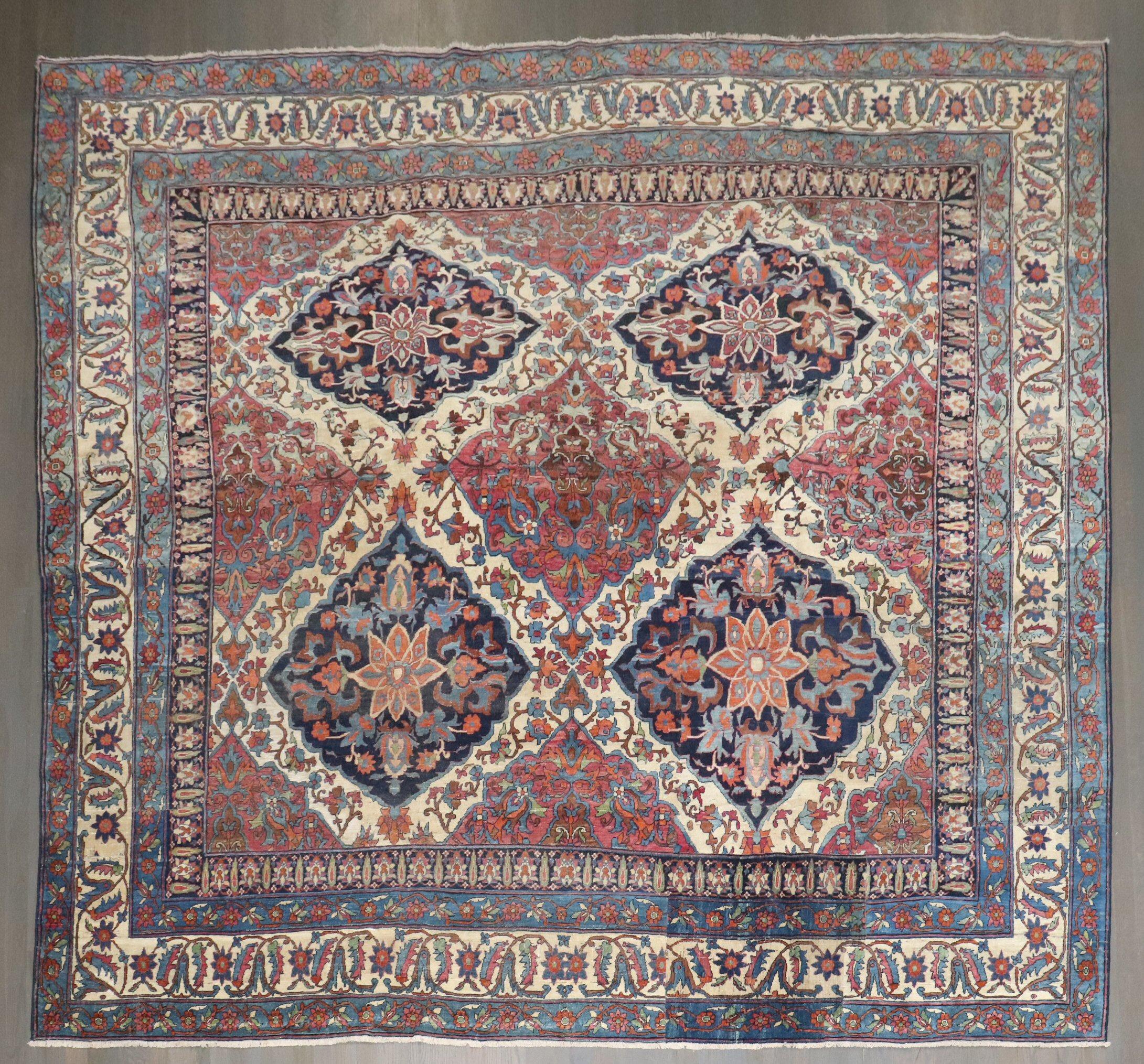 Romantic Zabihi Collection Lavar Kerman Large Scale rug For Sale