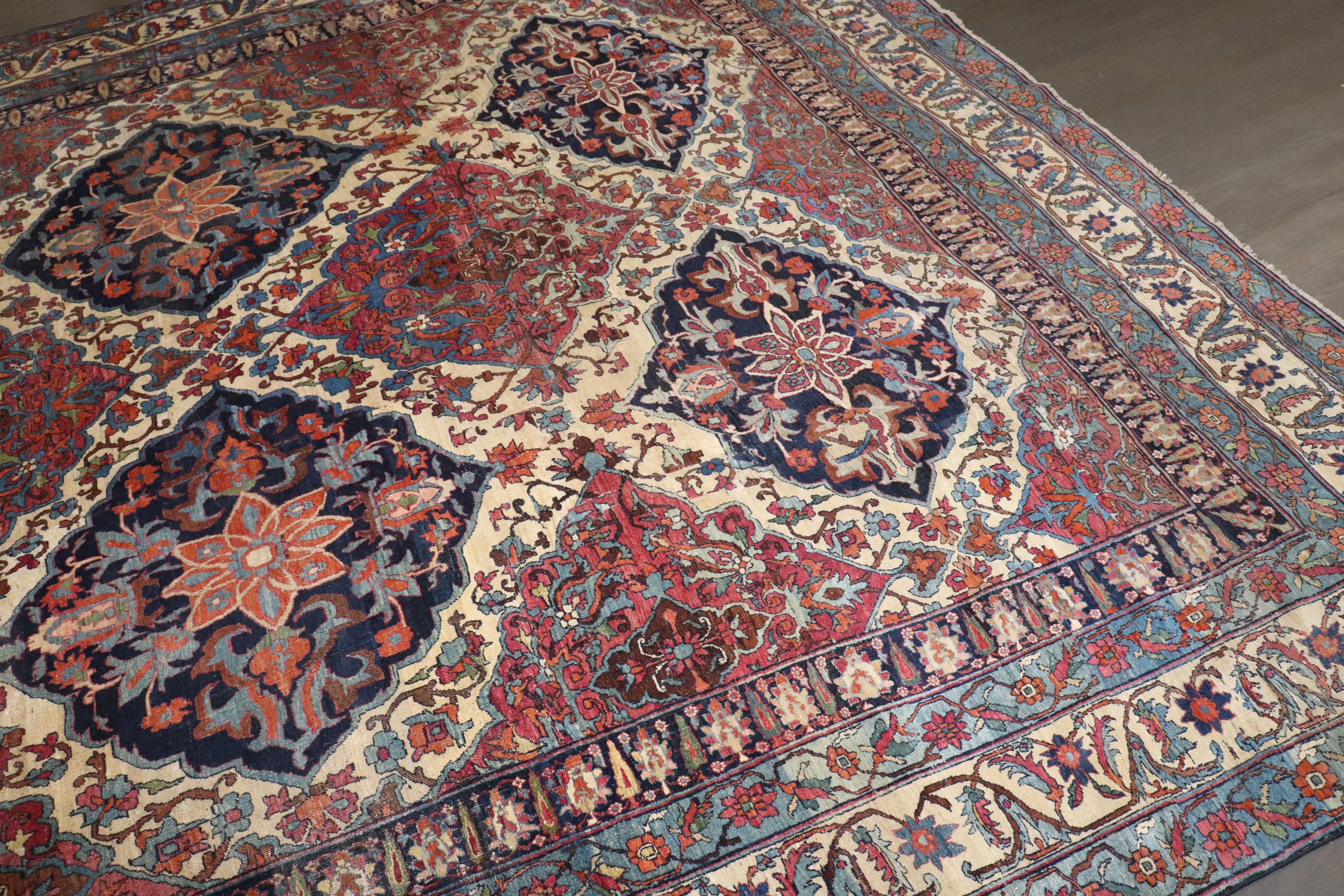 Wool Zabihi Collection Lavar Kerman Large Scale rug For Sale