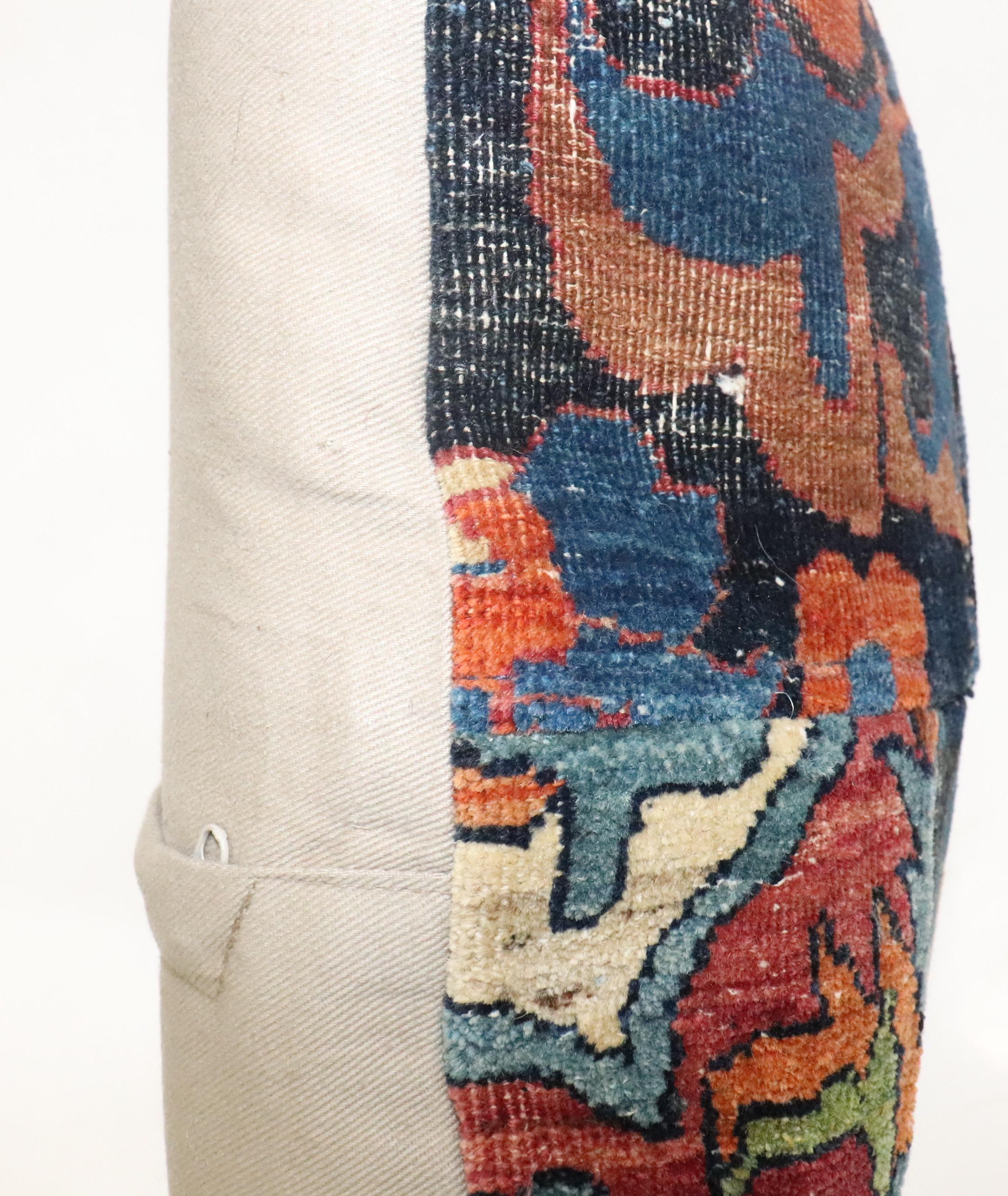 Turkish Zabihi Collection Lavar Persian Kerman Rug Pillow For Sale