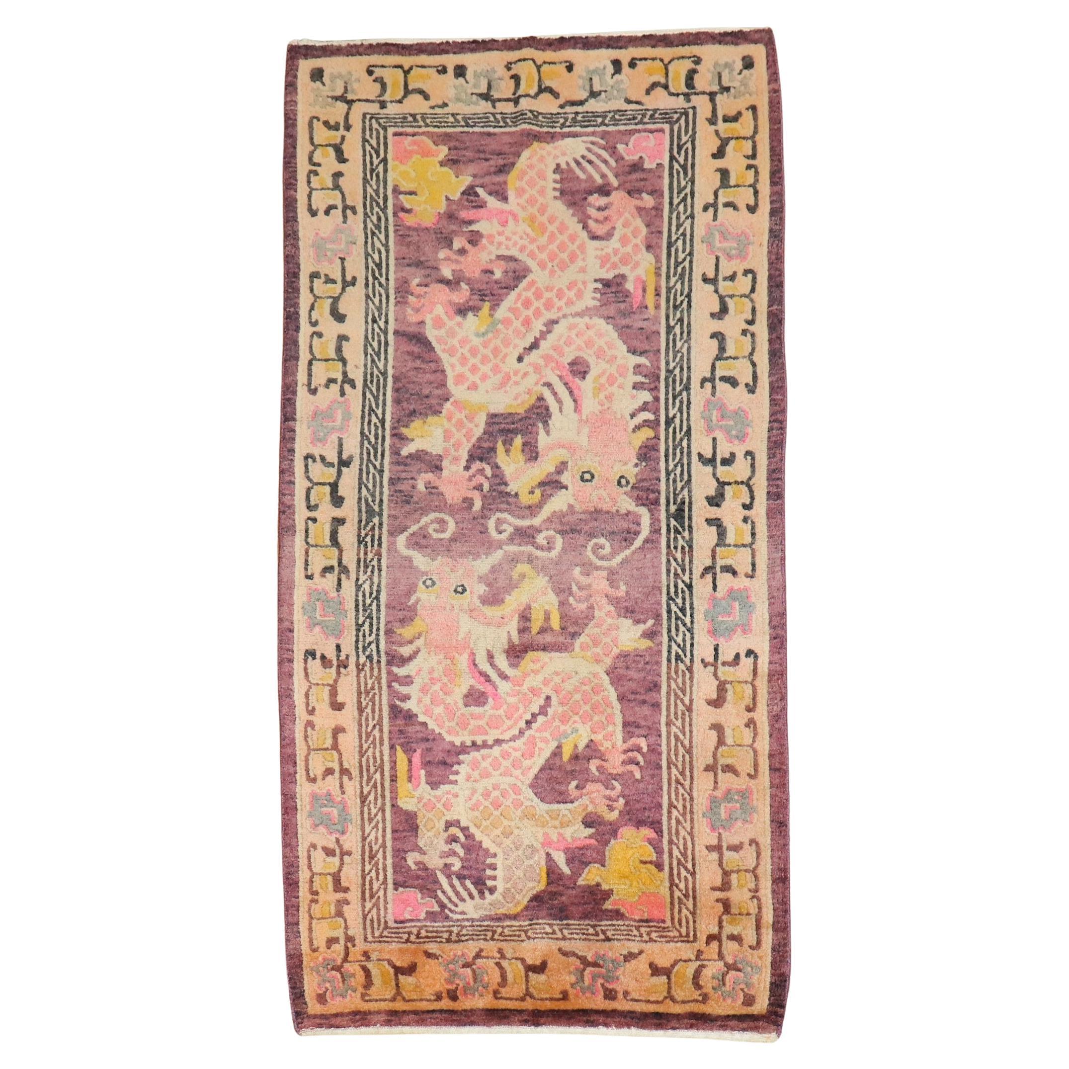 Zabihi Kollektion Lavendel Drache Vintage Tibetischer Teppich