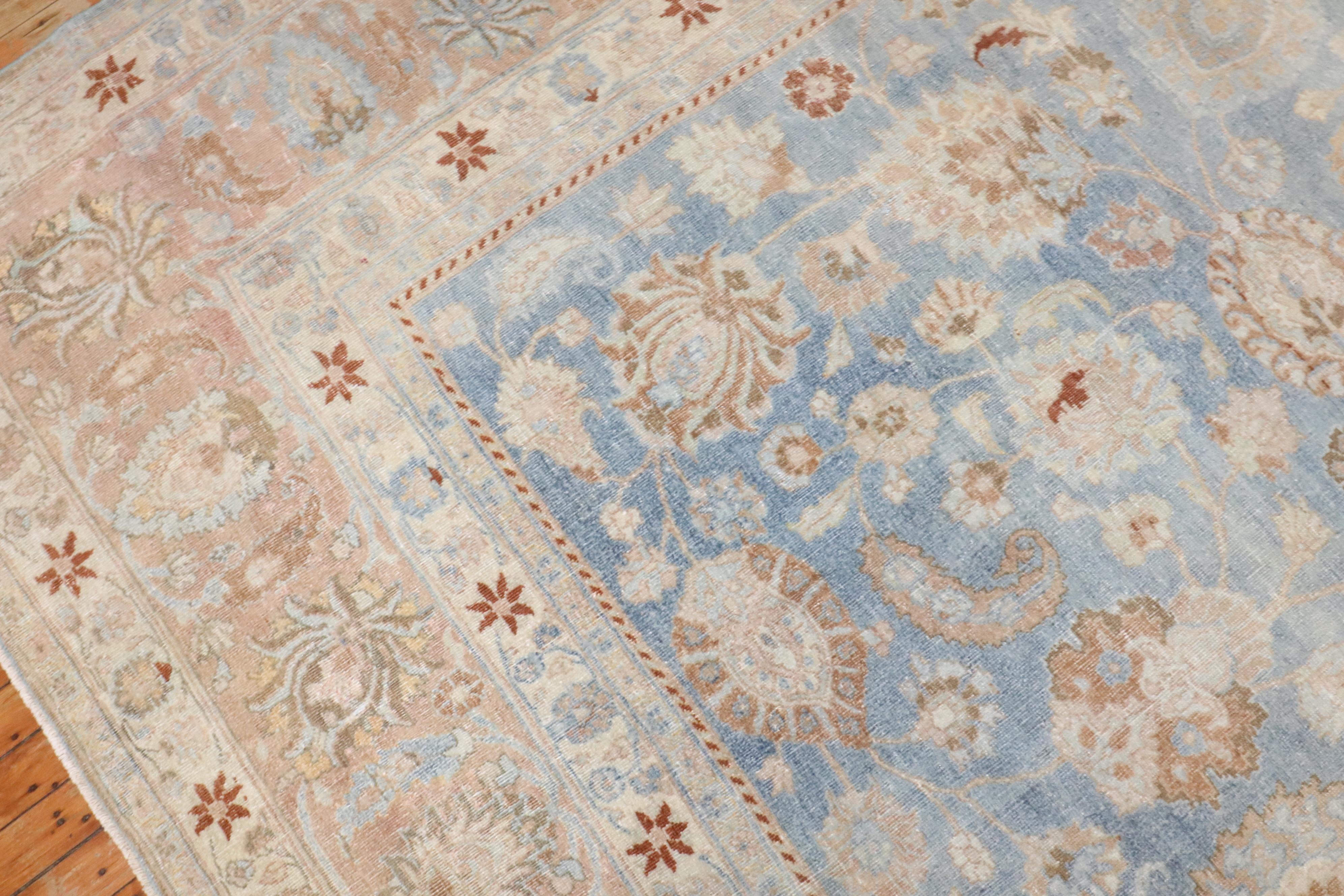 Zabihi Collection Light Blue Antique Persian Meshed Rug For Sale 3