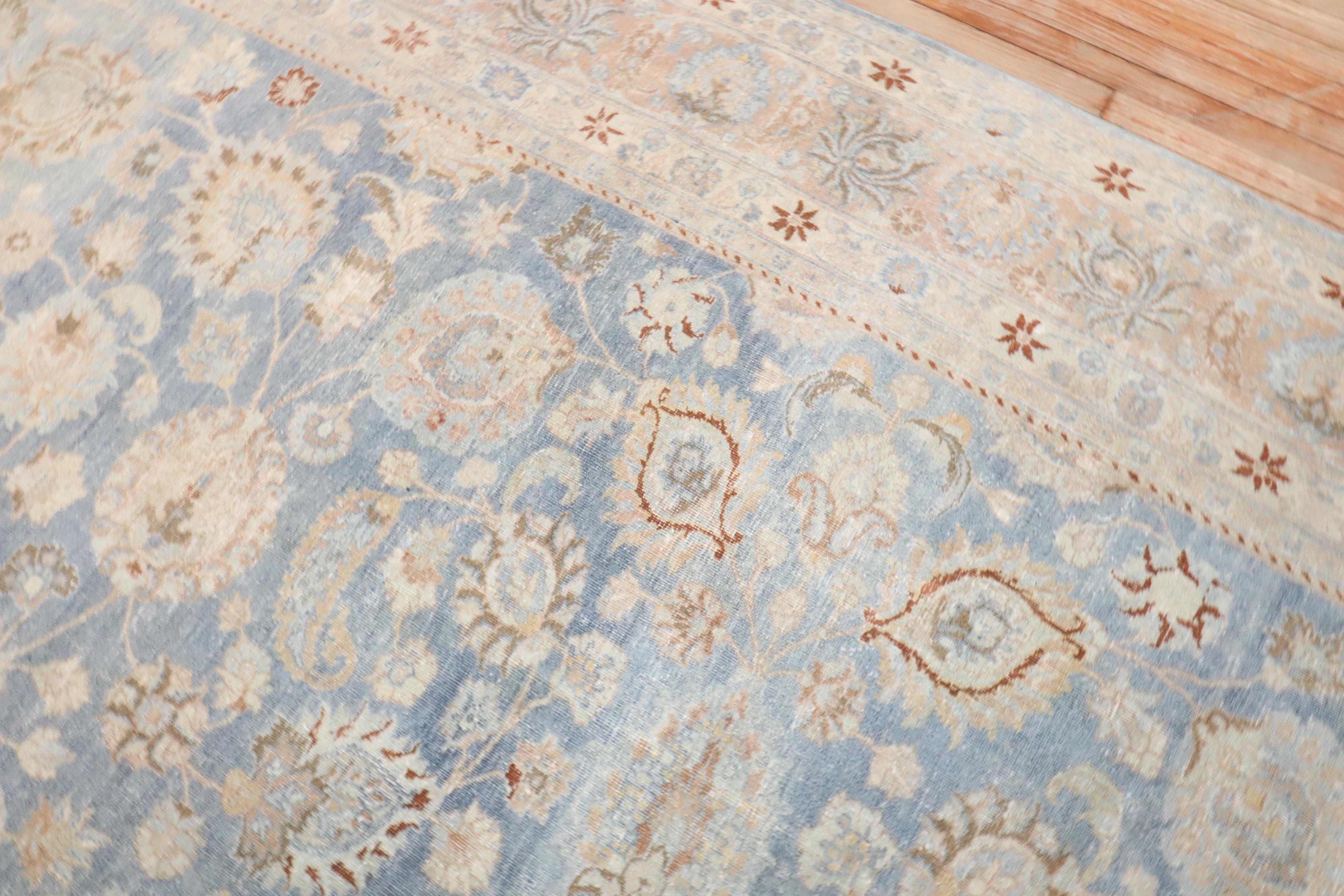 Zabihi Collection Light Blue Antique Persian Meshed Rug For Sale 5