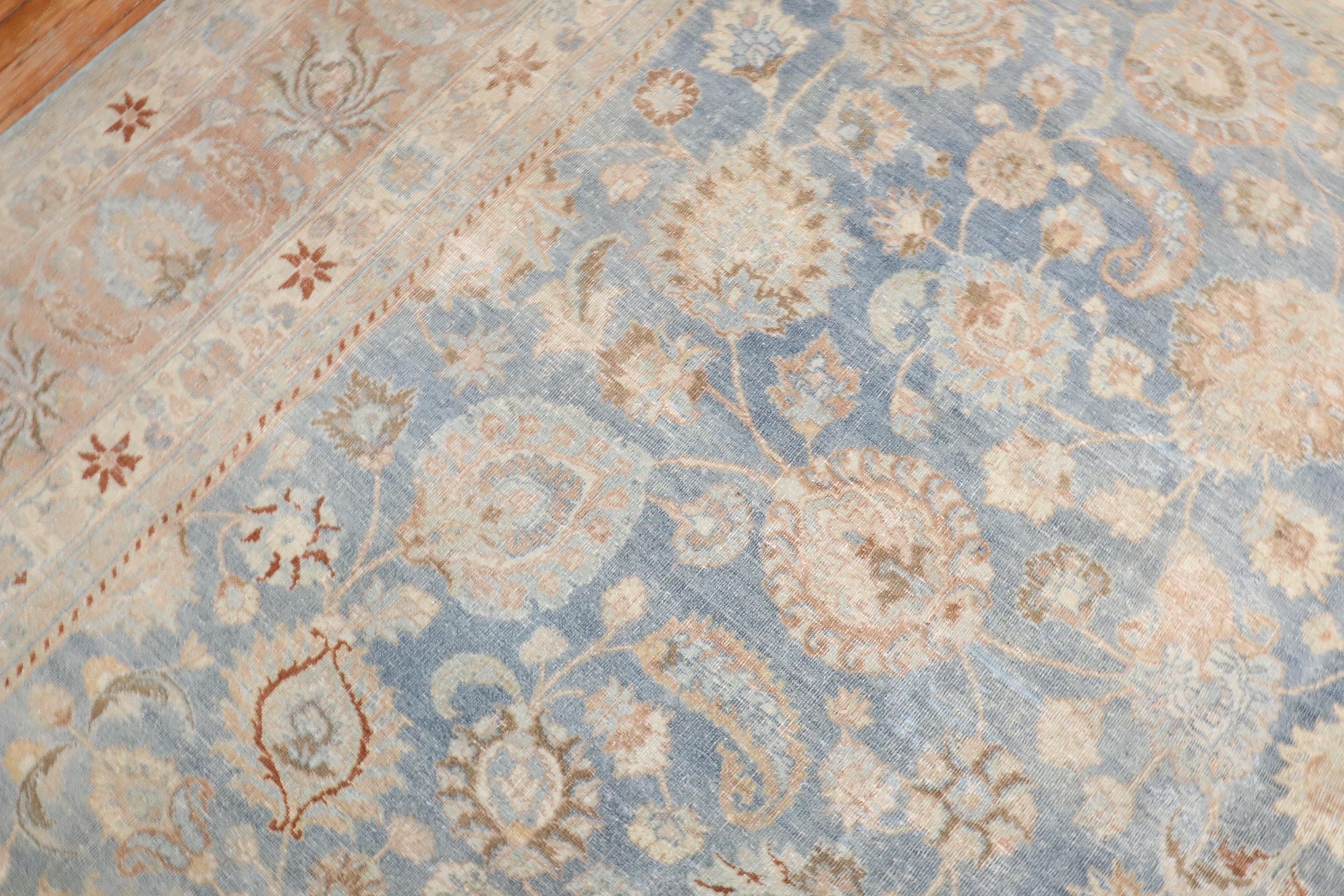 Zabihi Collection Light Blue Antique Persian Meshed Rug For Sale 6