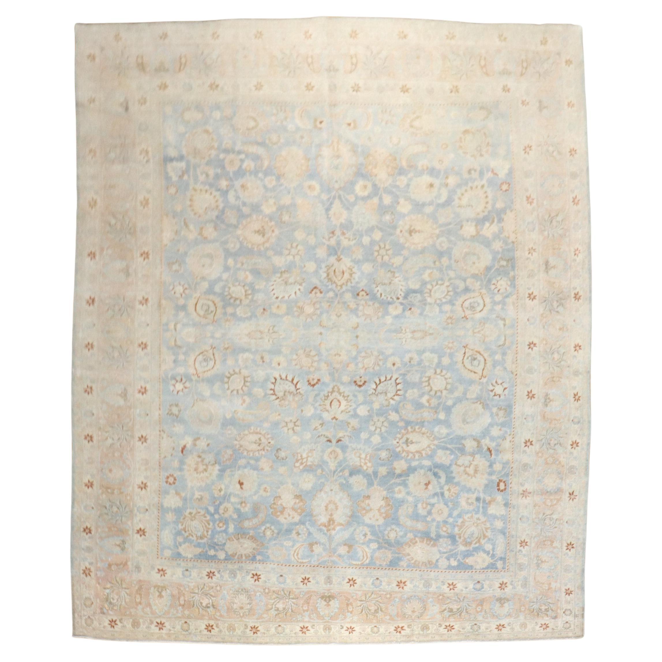 Zabihi Collection Light Blue Antique Persian Meshed Rug