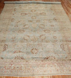 Zabihi Collection Light Blue Antique Persian Yazd Oversize Carpet
