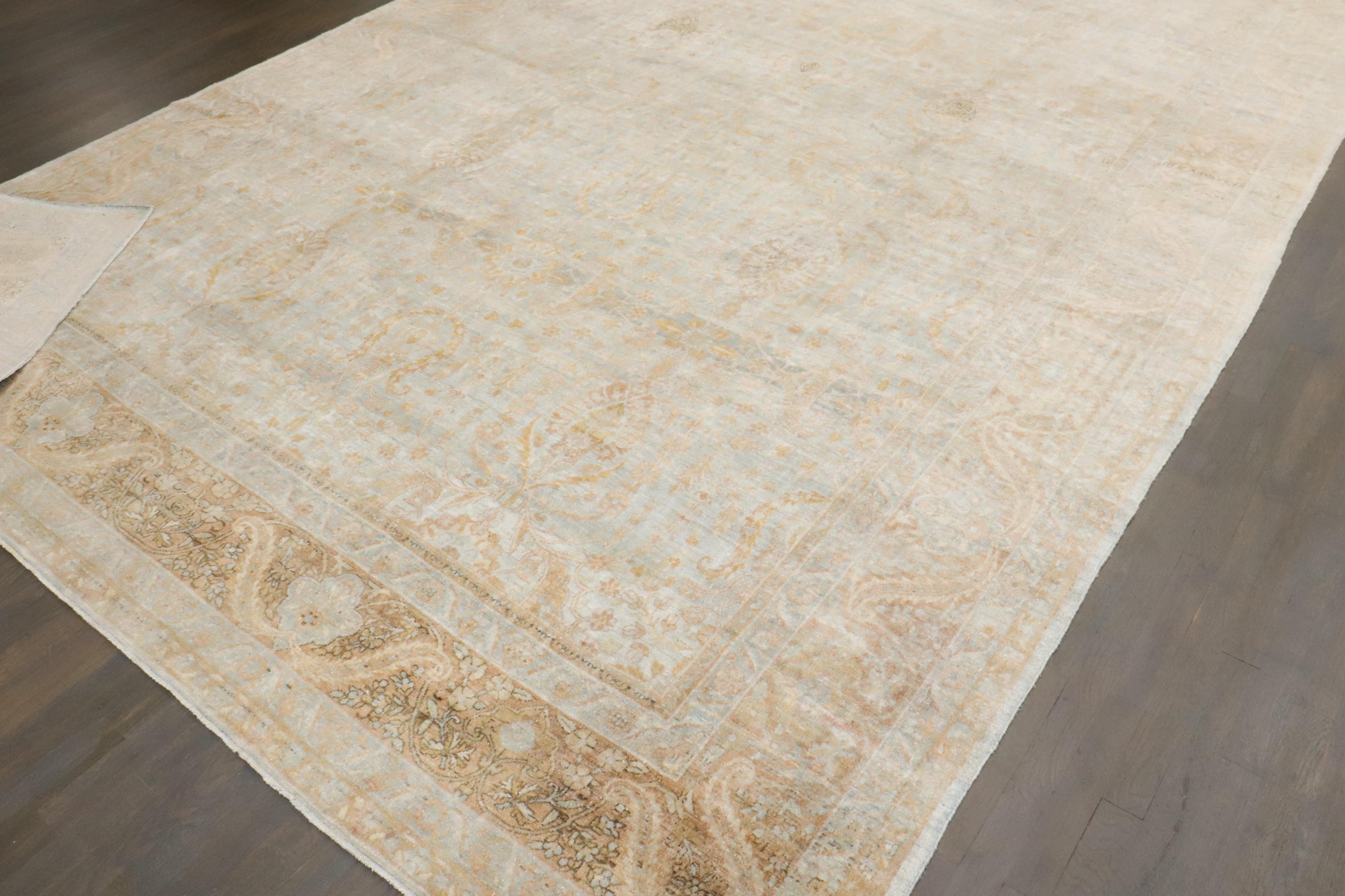 Zabihi Collection Hellblau Gold Antike Persische Kerman Teppiche im Angebot 9