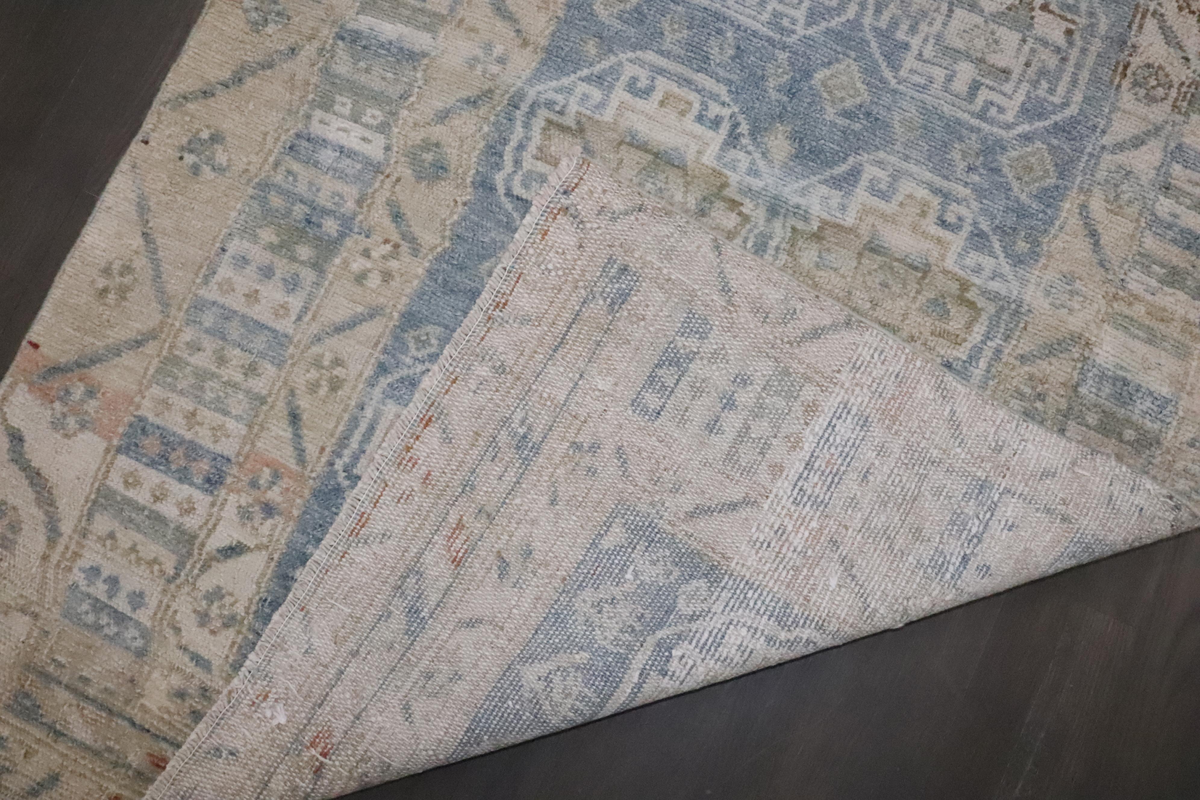 Noué à la main Collection Light Light Blue Persian Malayer Antique Runner (Chemin de table) en vente