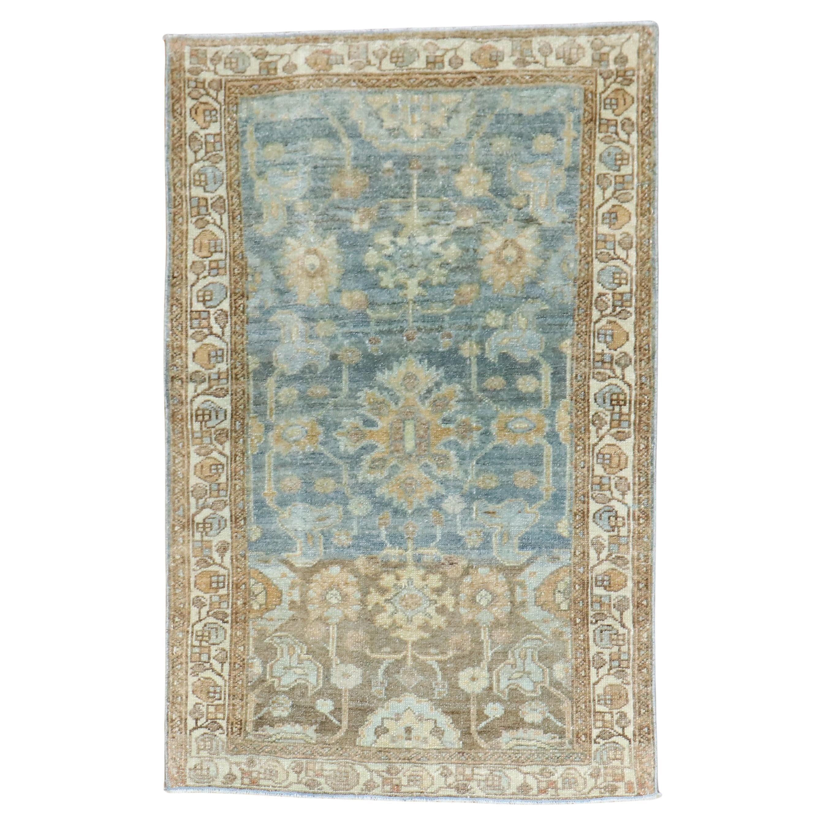 Zabihi Collection Light Blue Persian Malayer Rug