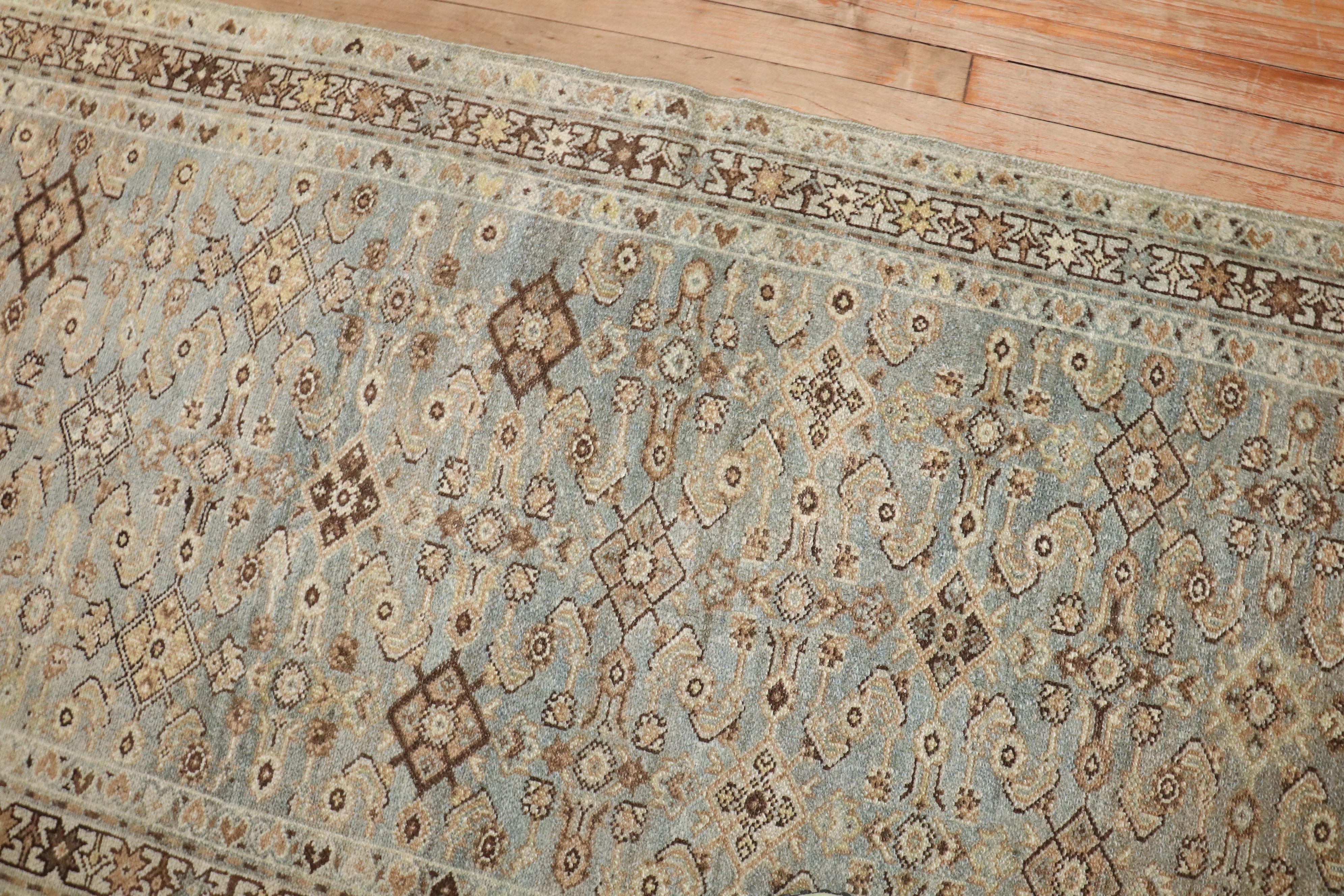 XX secolo Tappeto Runner Zabihi Collectional Blu chiaro persiano Malayer in vendita