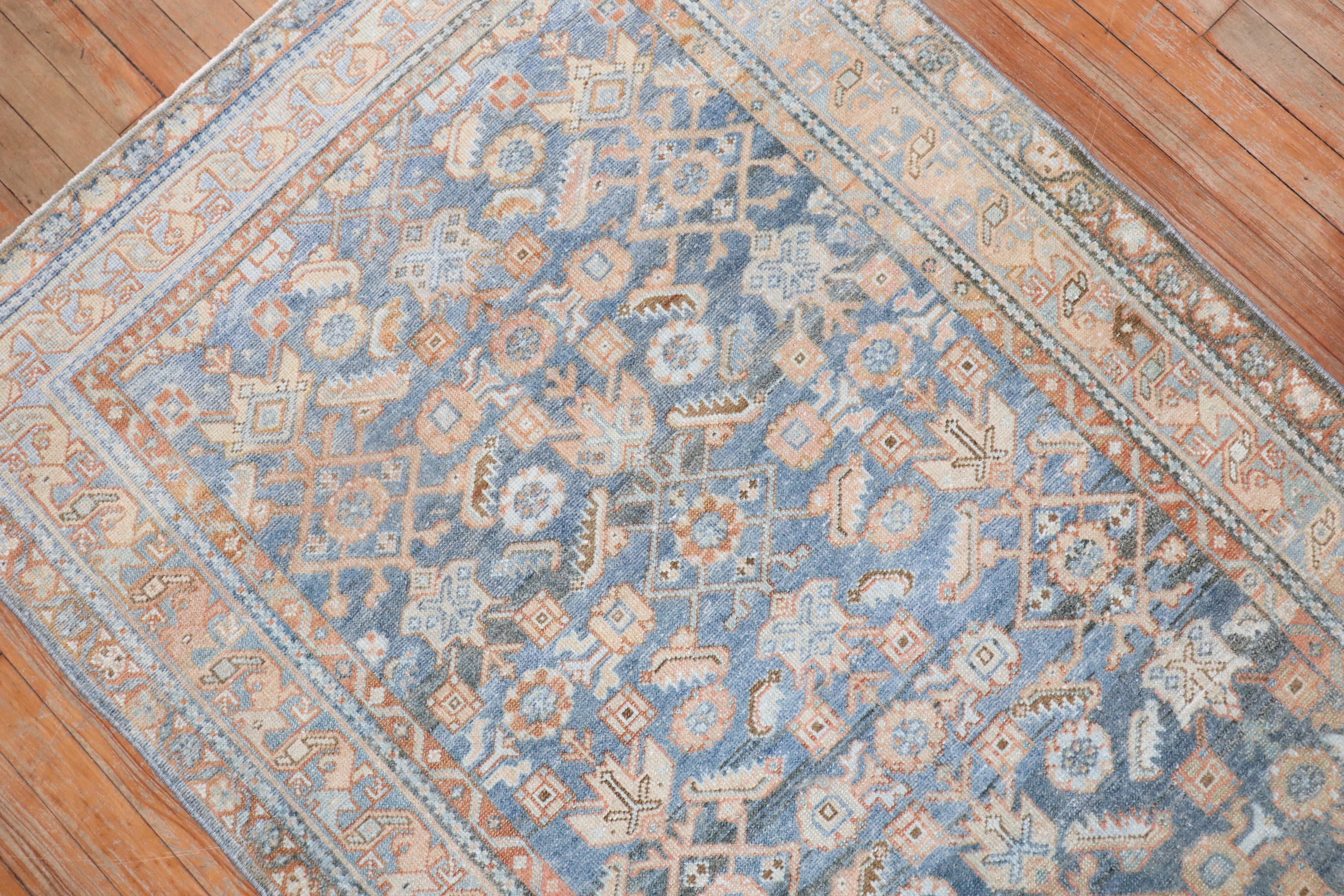 Zabihi Collection Light Blue Persian Malayer Small Runner For Sale 1