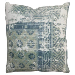 Zabihi Collection Light Blue Worn Chinese Rug Pillow