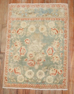 Zabihi Collection Light Green Floral Antique Kashan Mat