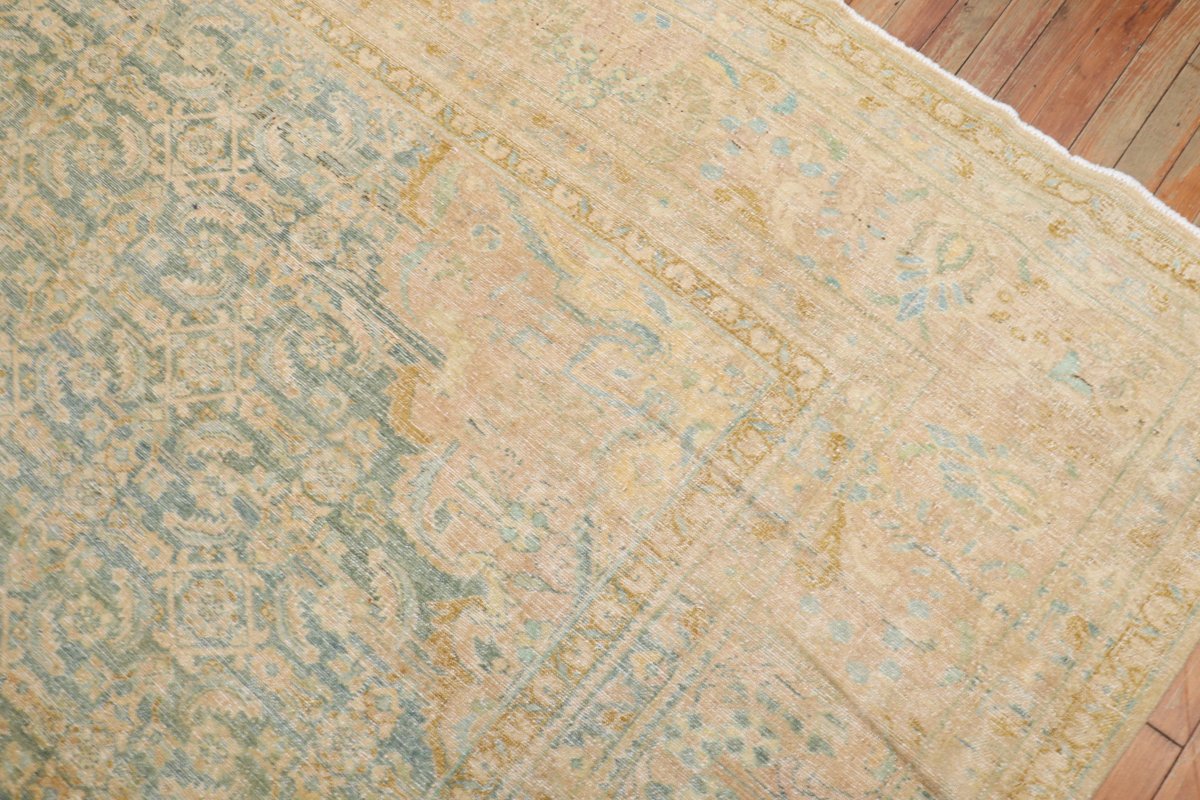 Colección Zabihi Alfombra persa verde claro para habitaciones Anudado a mano en venta