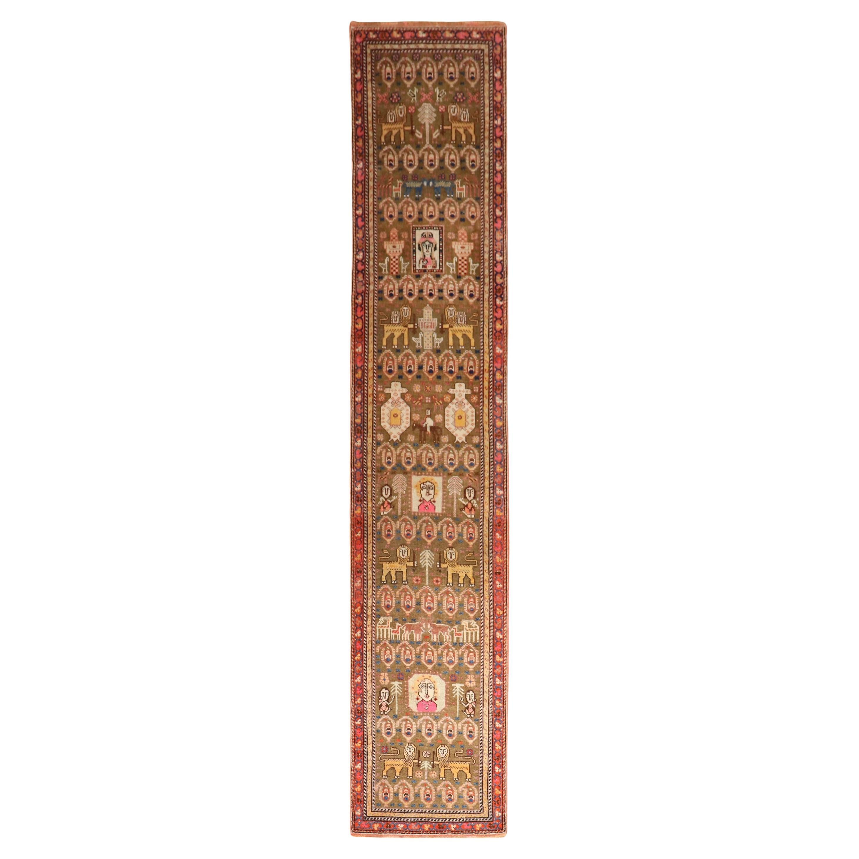 Zabihi Collection Lion Motif Northwest Persian Long Runner