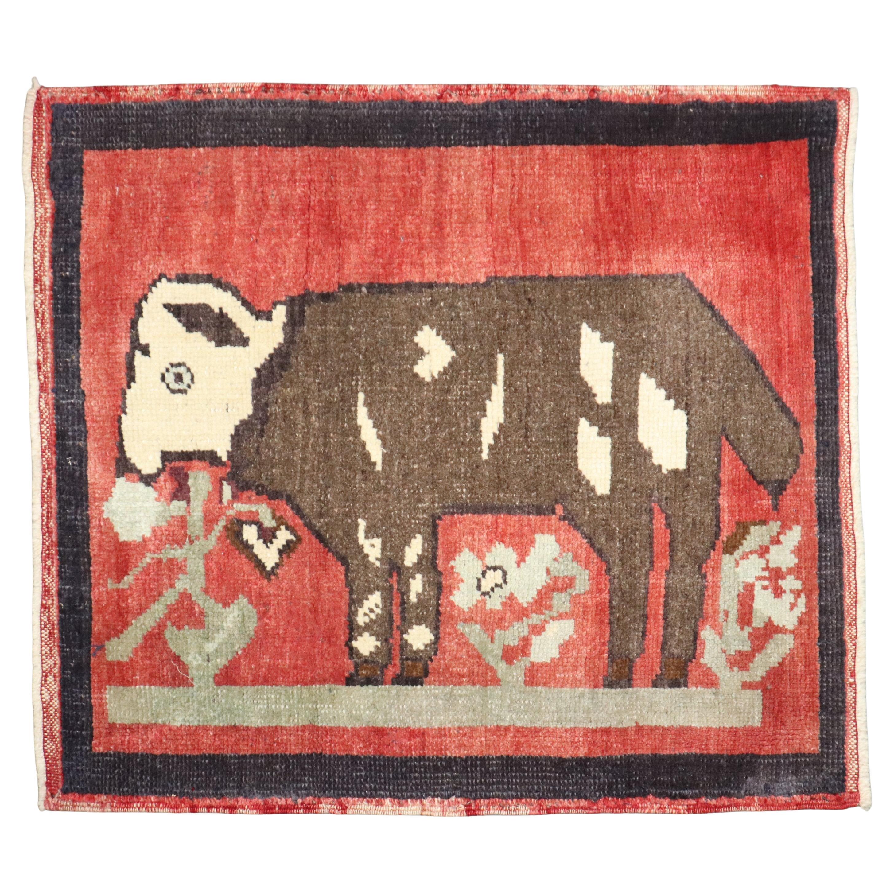 Colección Zabihi Mini Alfombra Anatolia Turca Llama Cabra
