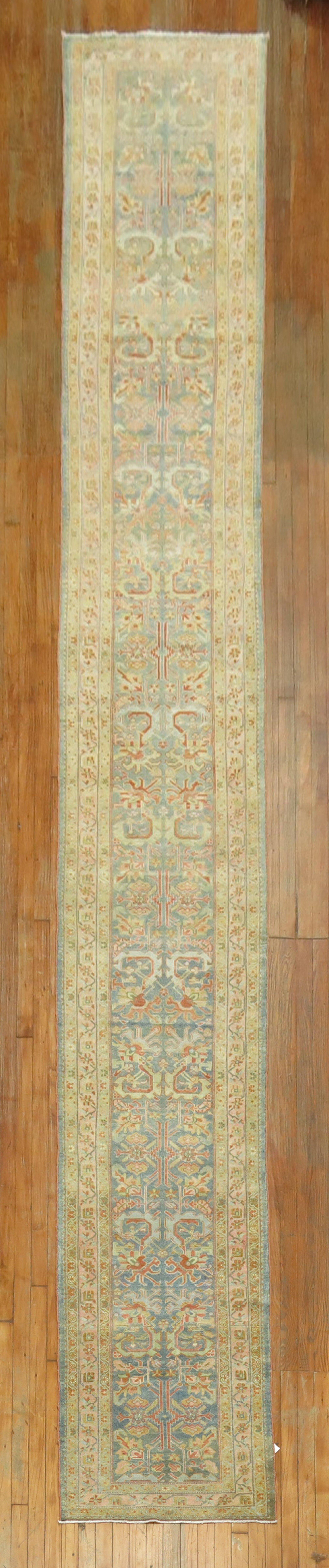 An early 20th century Persian Malayer Rug with a blue background and accents in pinks and red accents

Details
rug no.	j1376
size	2' 5