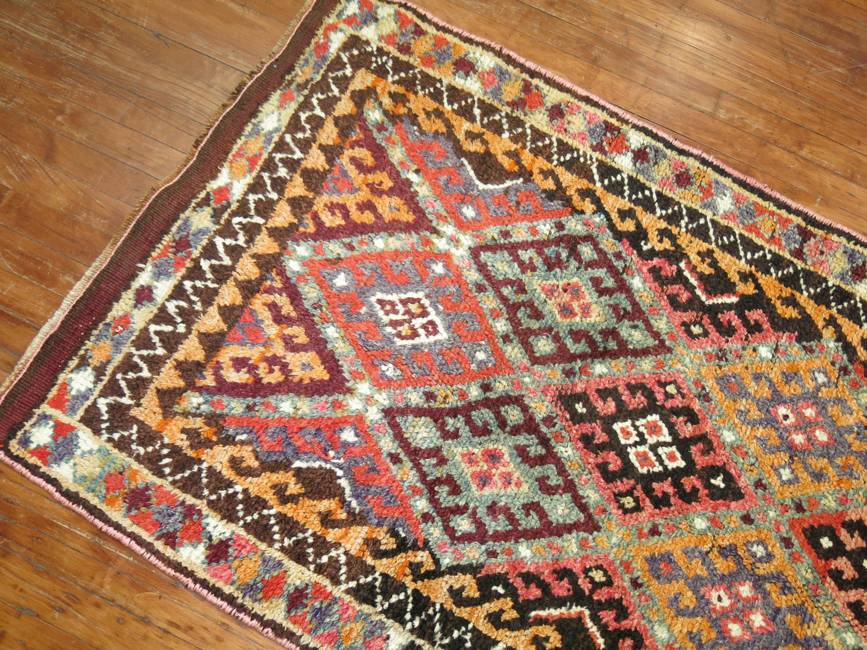 Hand-Knotted Zabihi Collection Long Geometric Turkish Runner For Sale
