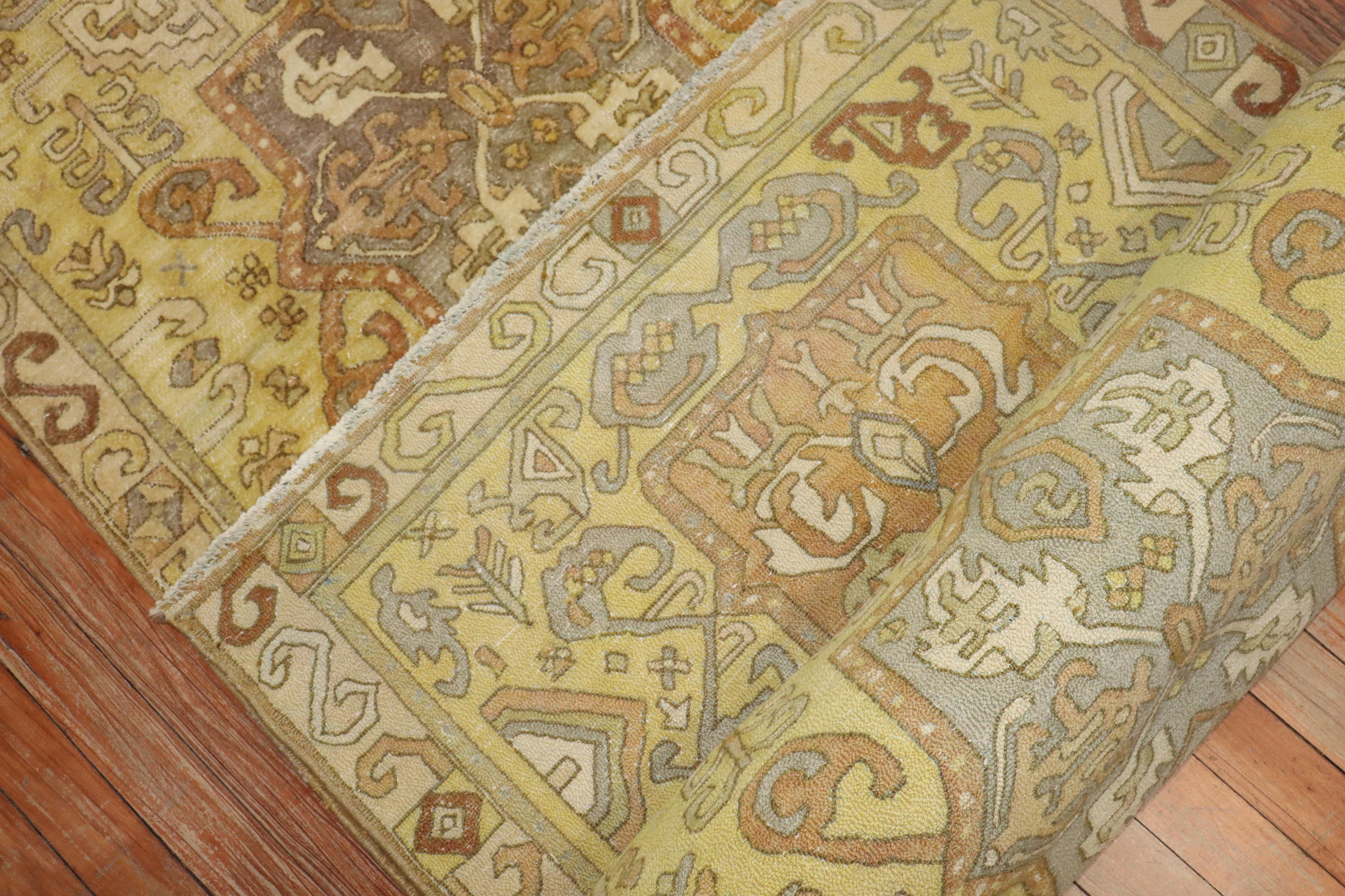 20th Century Zabihi Collection Long German Hooked Yellow Runner
