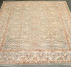 Zabihi Collection Lotto Design Antique Turkish Oushak Square Rug