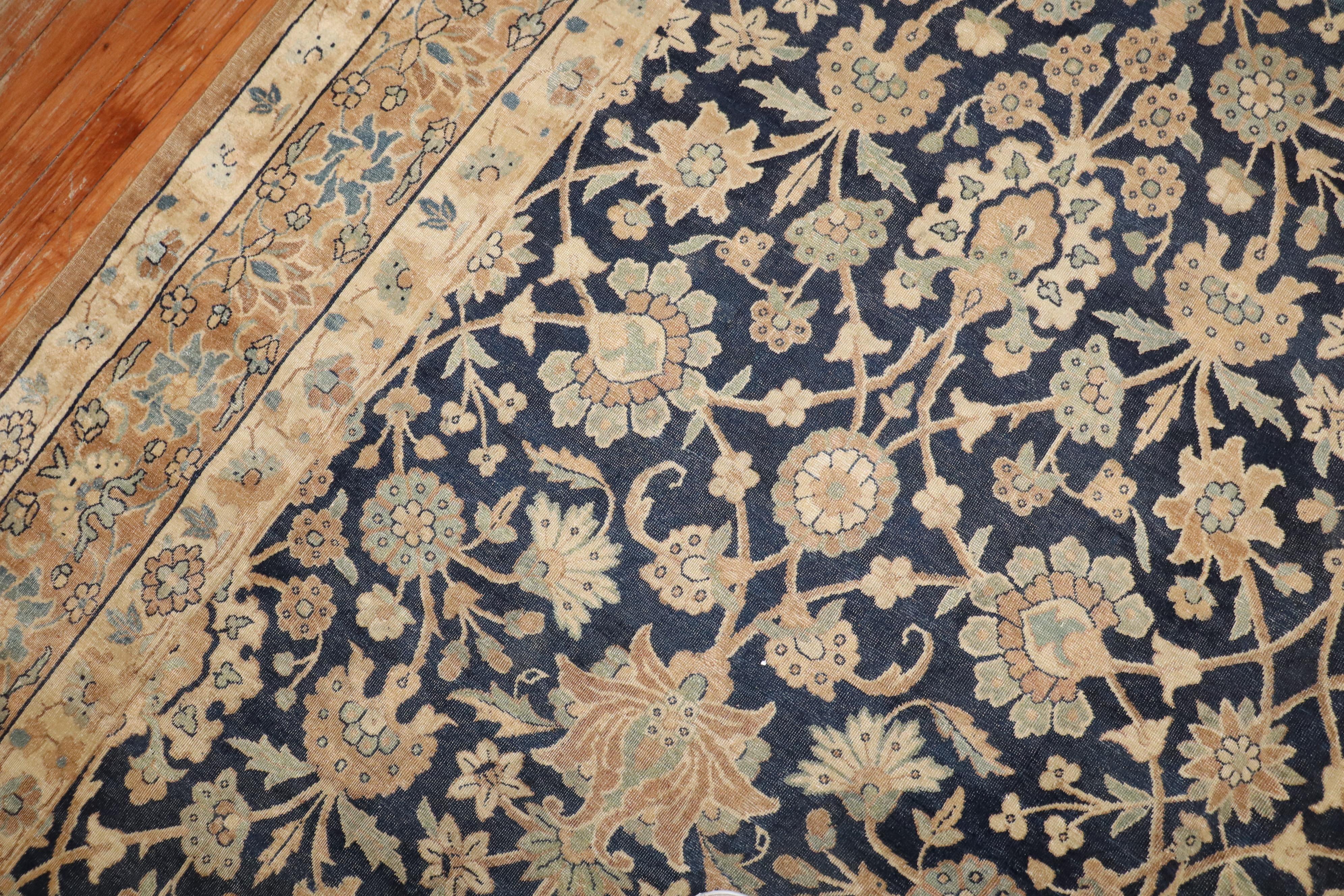 Zabihi Collection Lovely Antique Blue Formal Kerman Rug For Sale 2