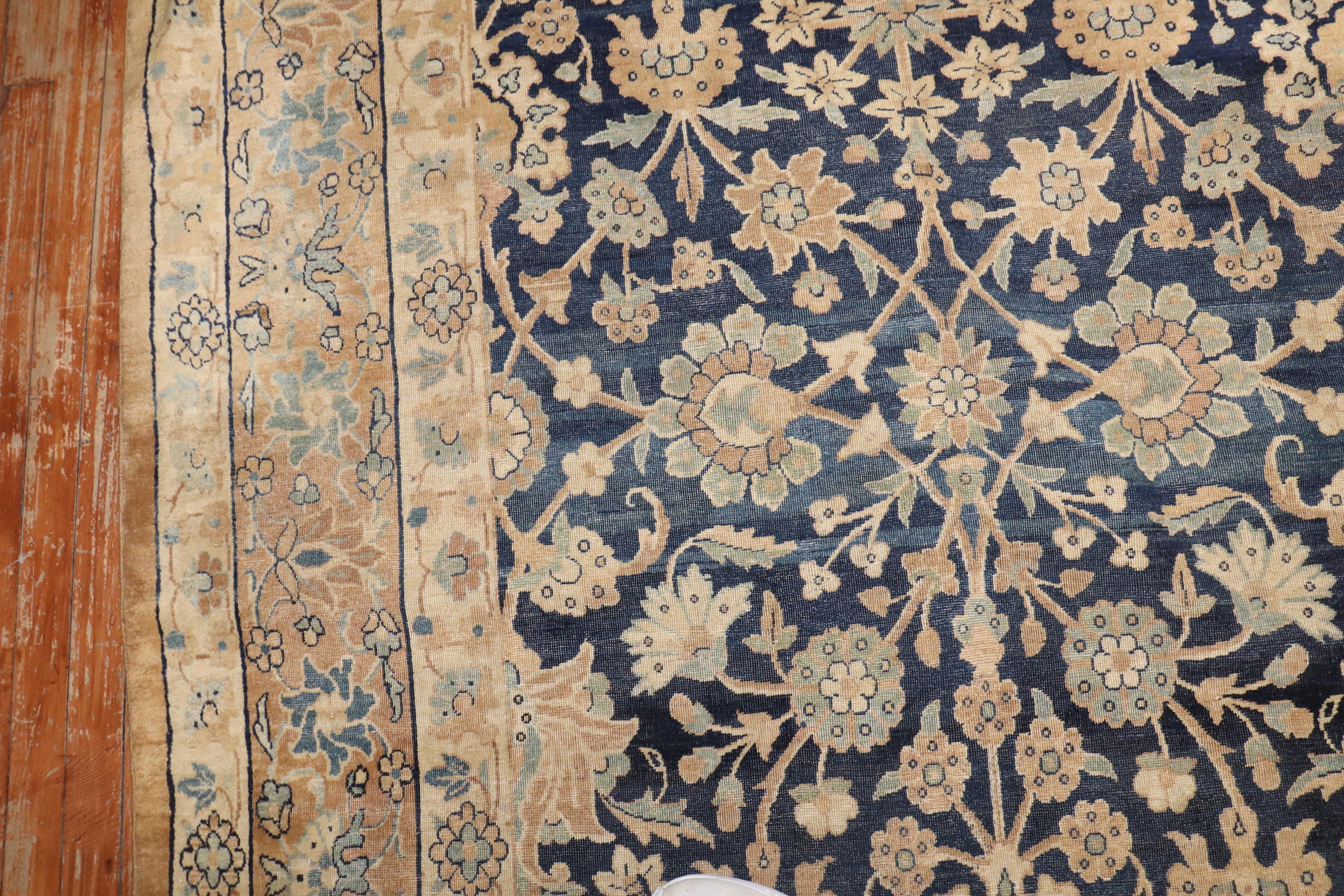 Zabihi Collection Lovely Antique Blue Formal Kerman Rug For Sale 3