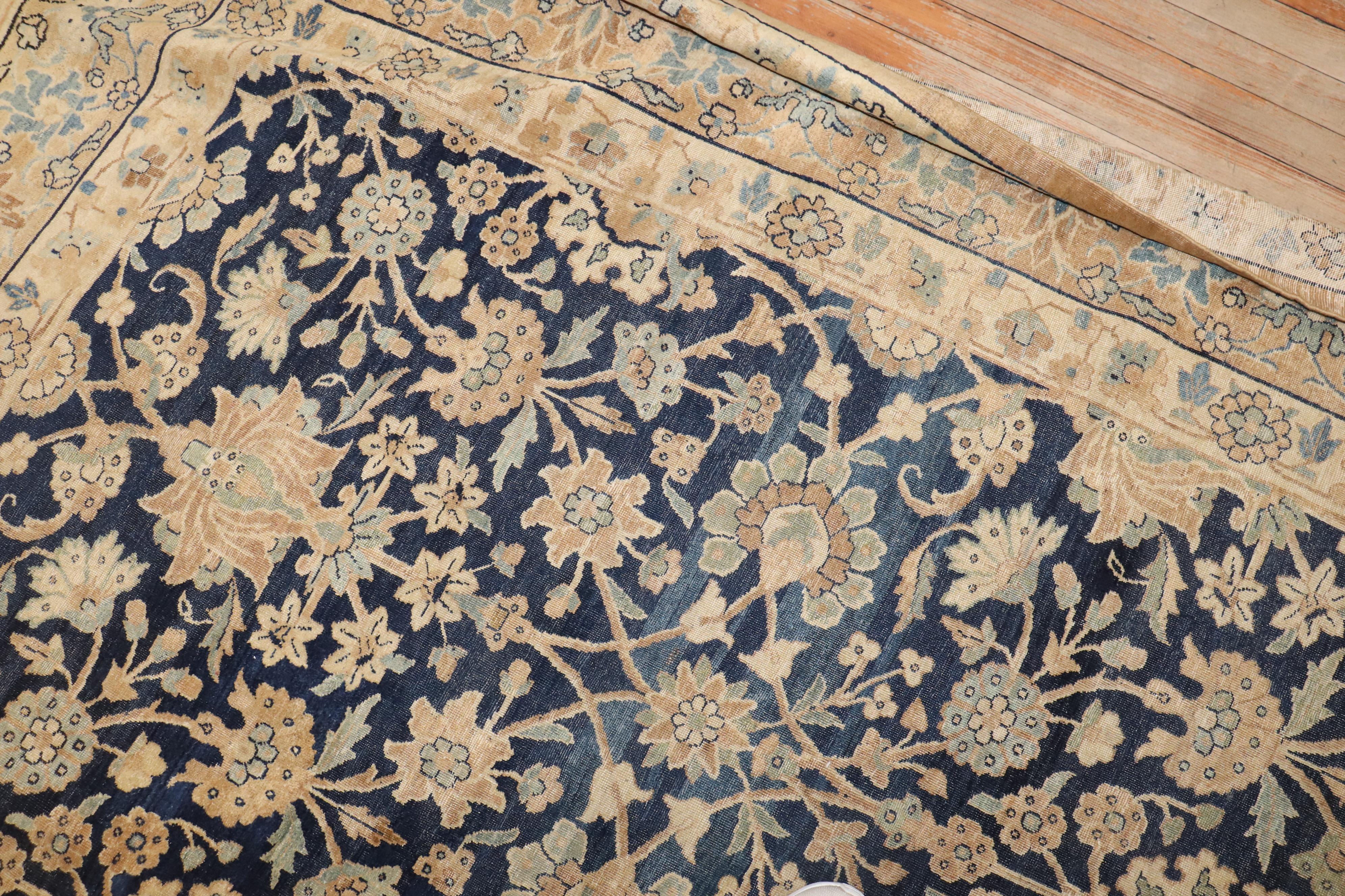 Zabihi Collection Lovely Antique Blue Formal Kerman Rug For Sale 4