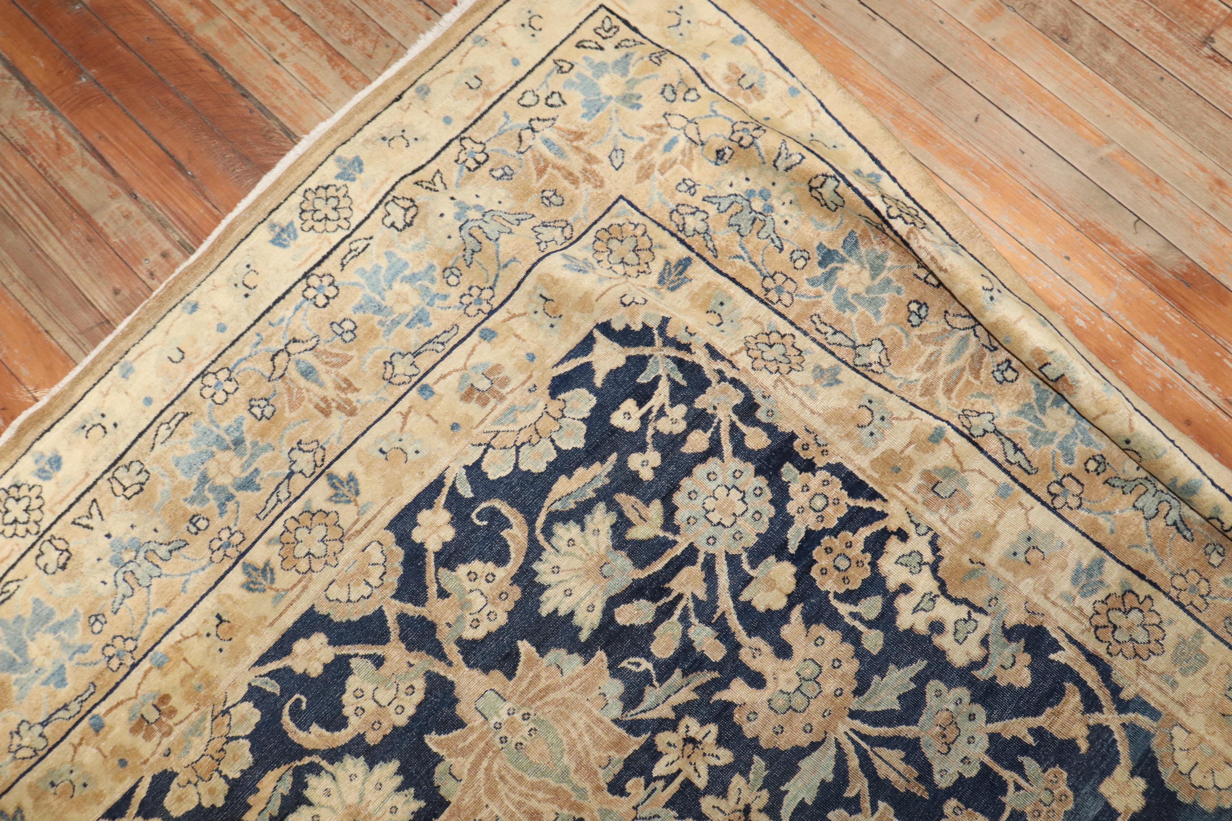 Zabihi Collection Lovely Antique Blue Formal Kerman Rug For Sale 5