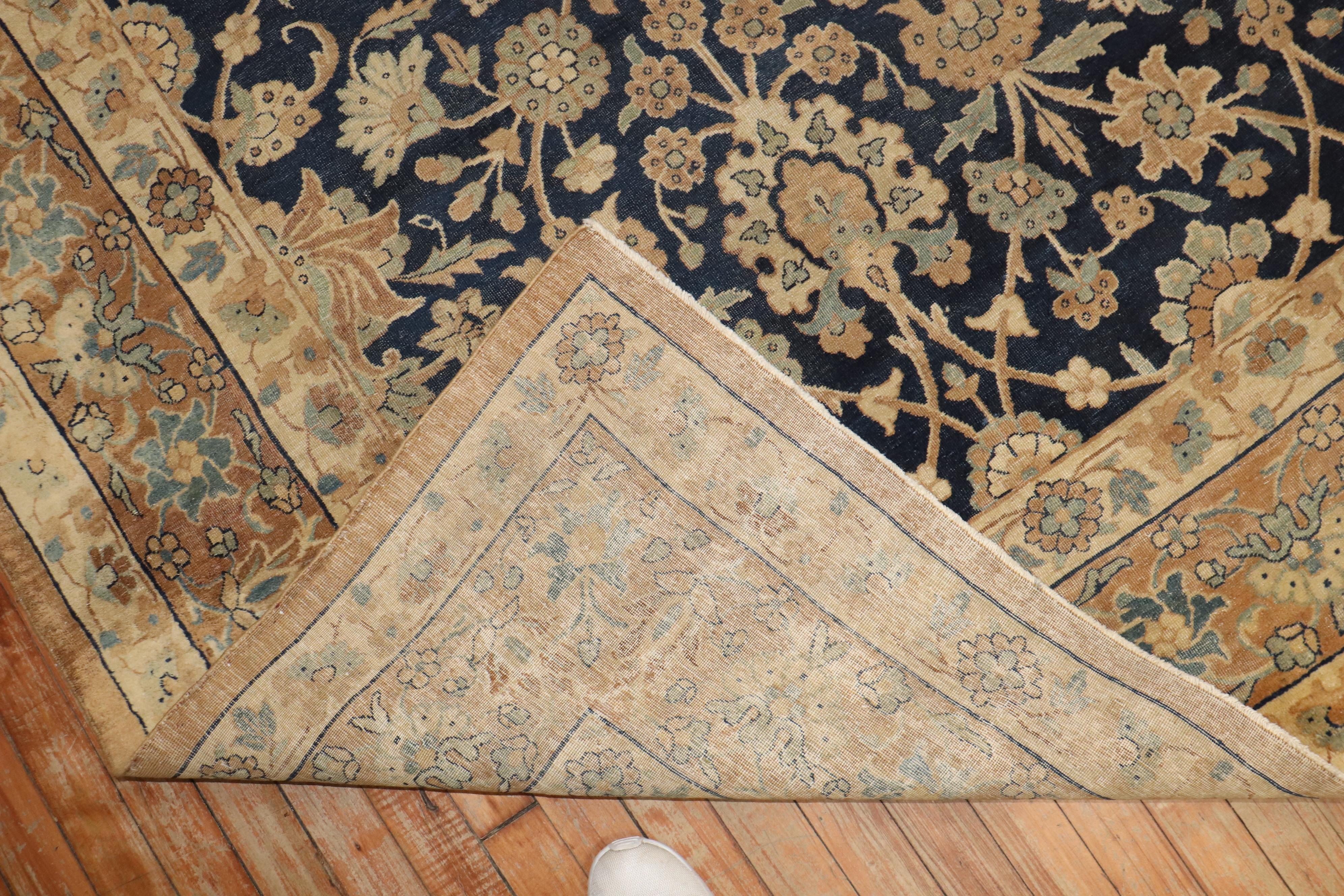 Kirman Zabihi Collection Lovely Antique Blue Formal Kerman Rug For Sale