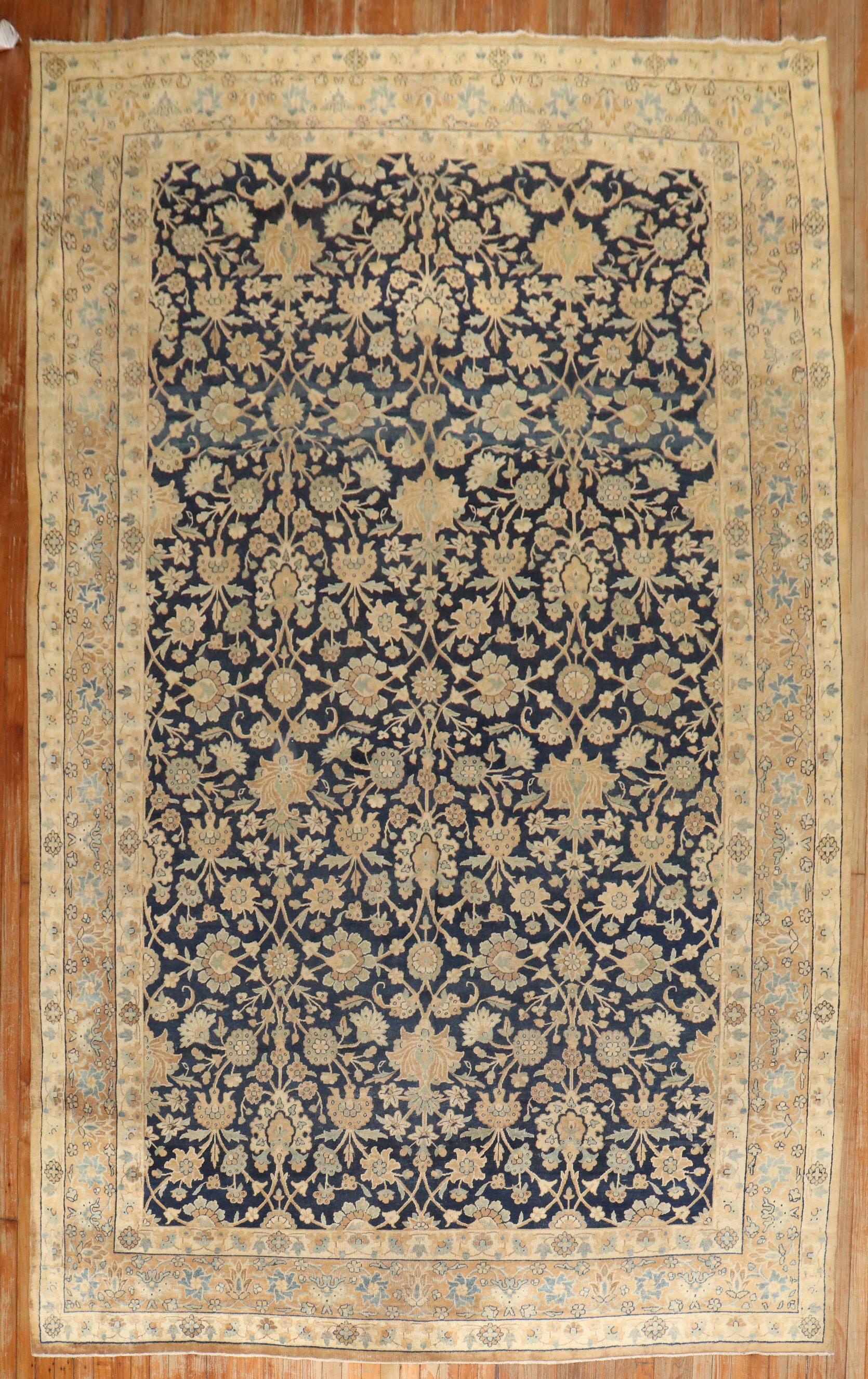 20th Century Zabihi Collection Lovely Antique Blue Formal Kerman Rug For Sale