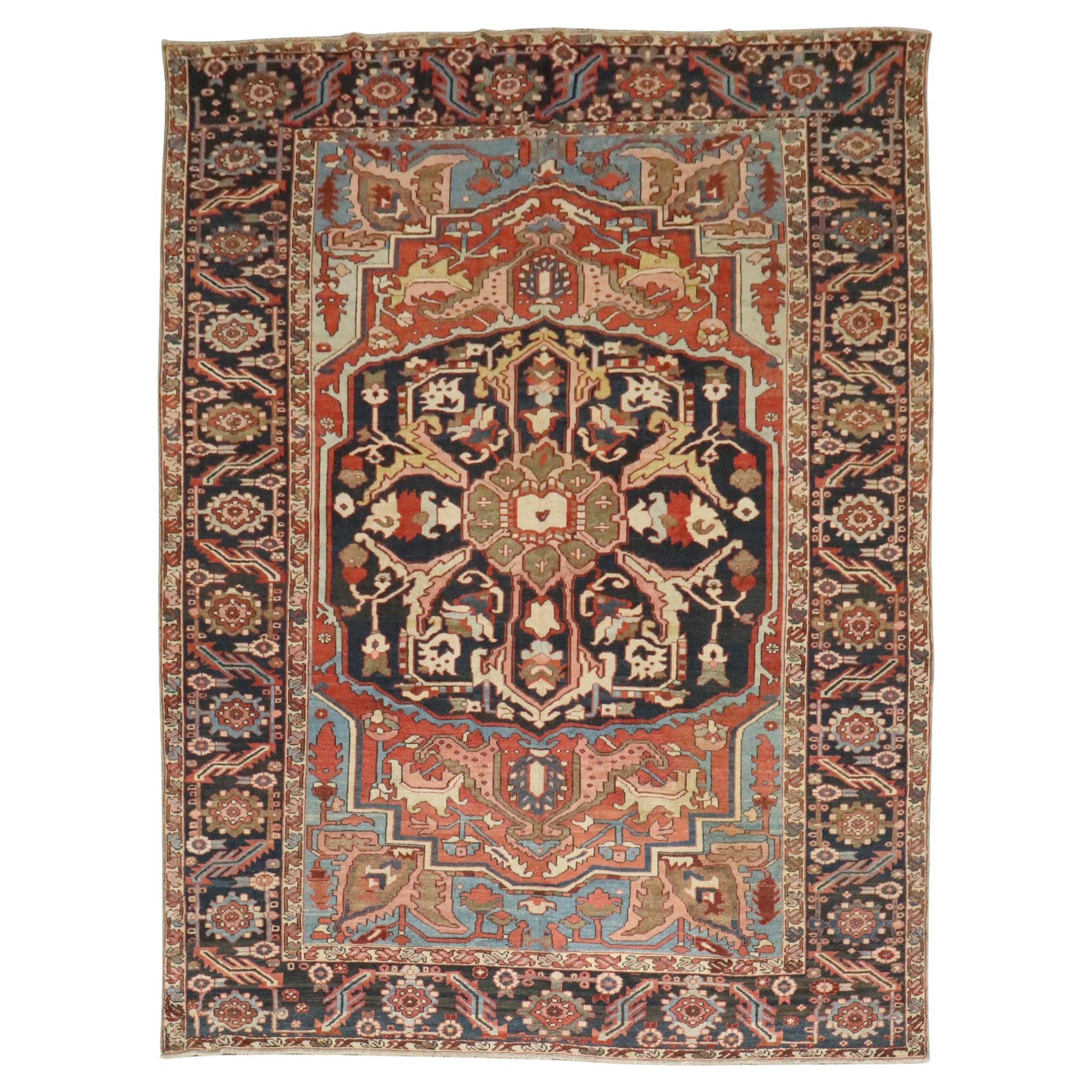 Zabihi Collection Masculine Antique Persian Heriz Rug