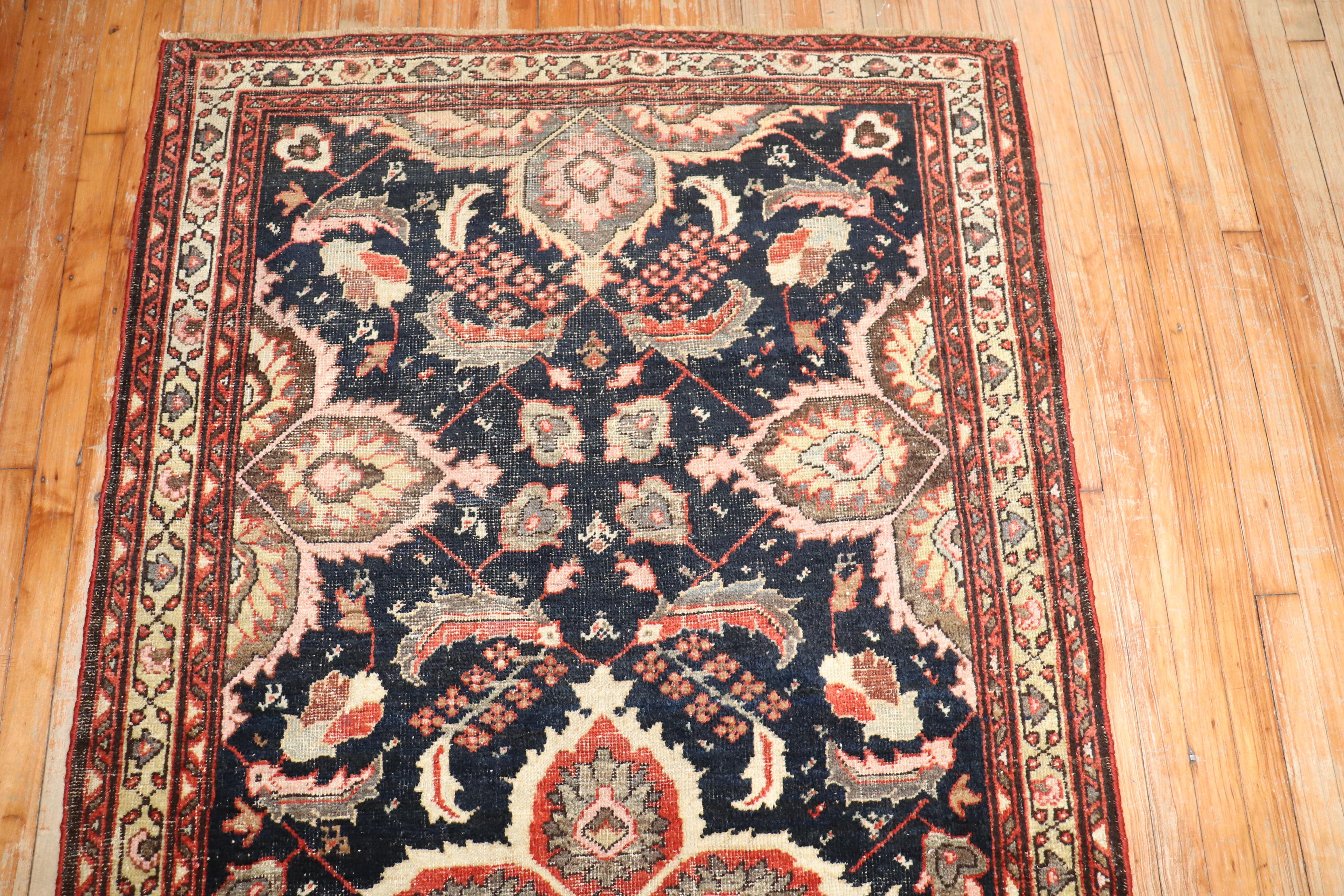 Zabihi Collection  Masculine Antique Persian Mahal Accent Rug In Good Condition For Sale In New York, NY