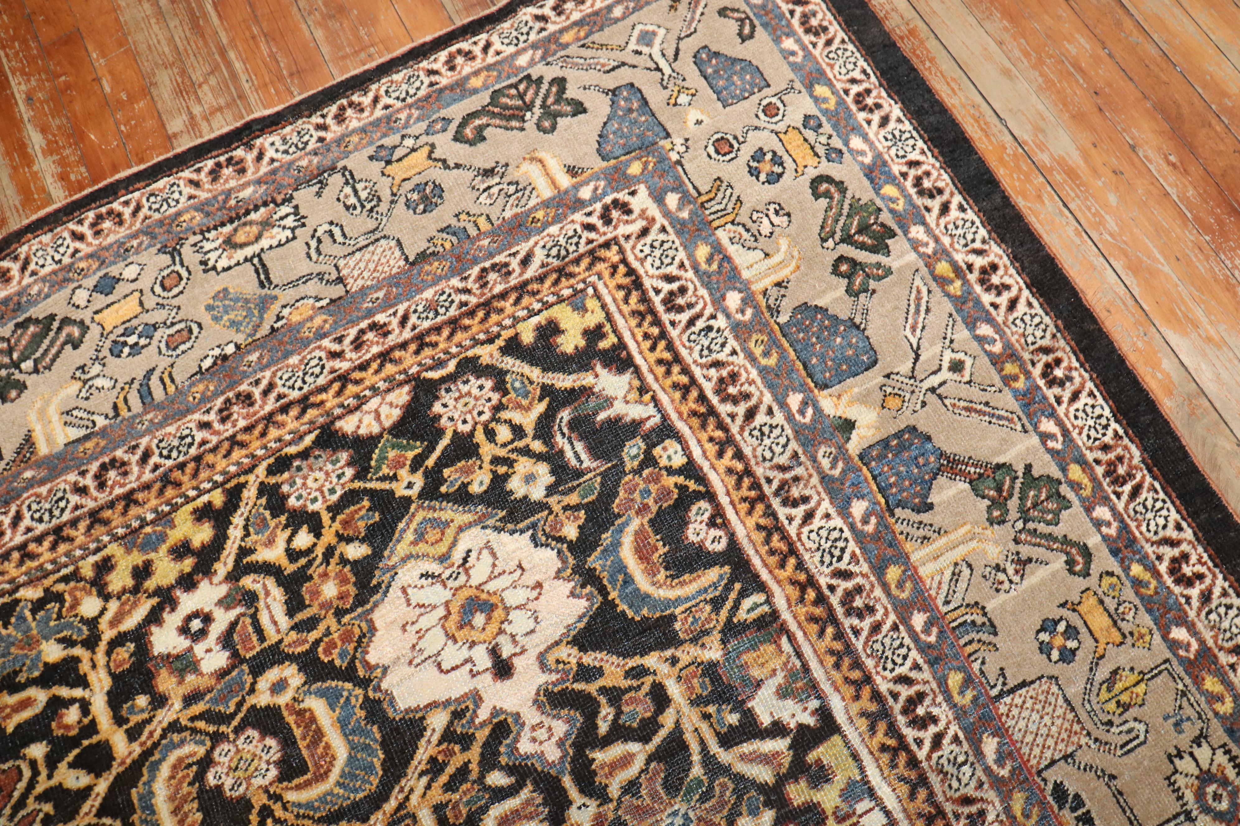 XX secolo Tappeto Zabihi Collection Maschile Antico Persiano Mahal in vendita
