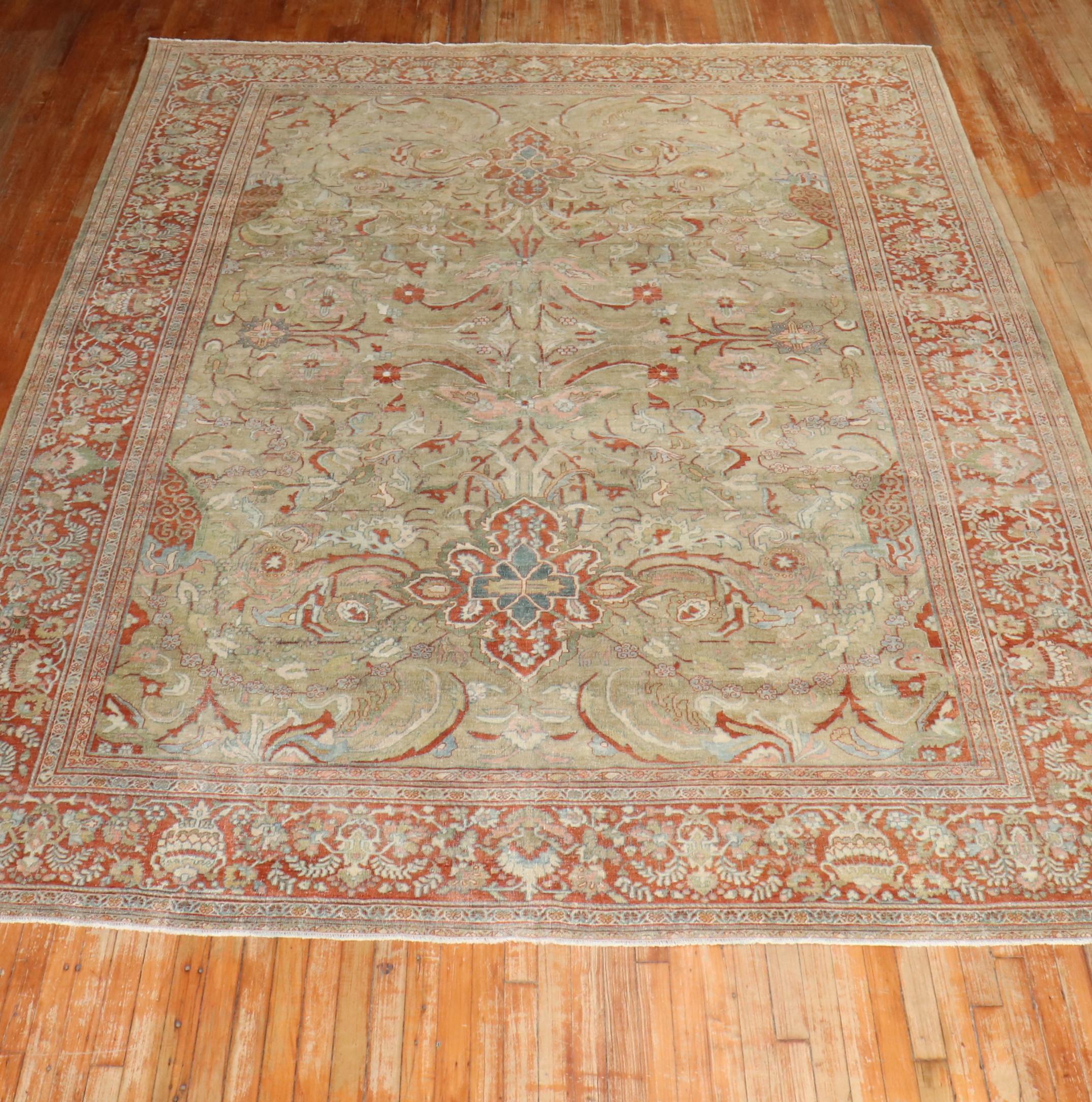 Laine Tapis antique persan Sarouk Ferahan de la collection Zabihi en vente