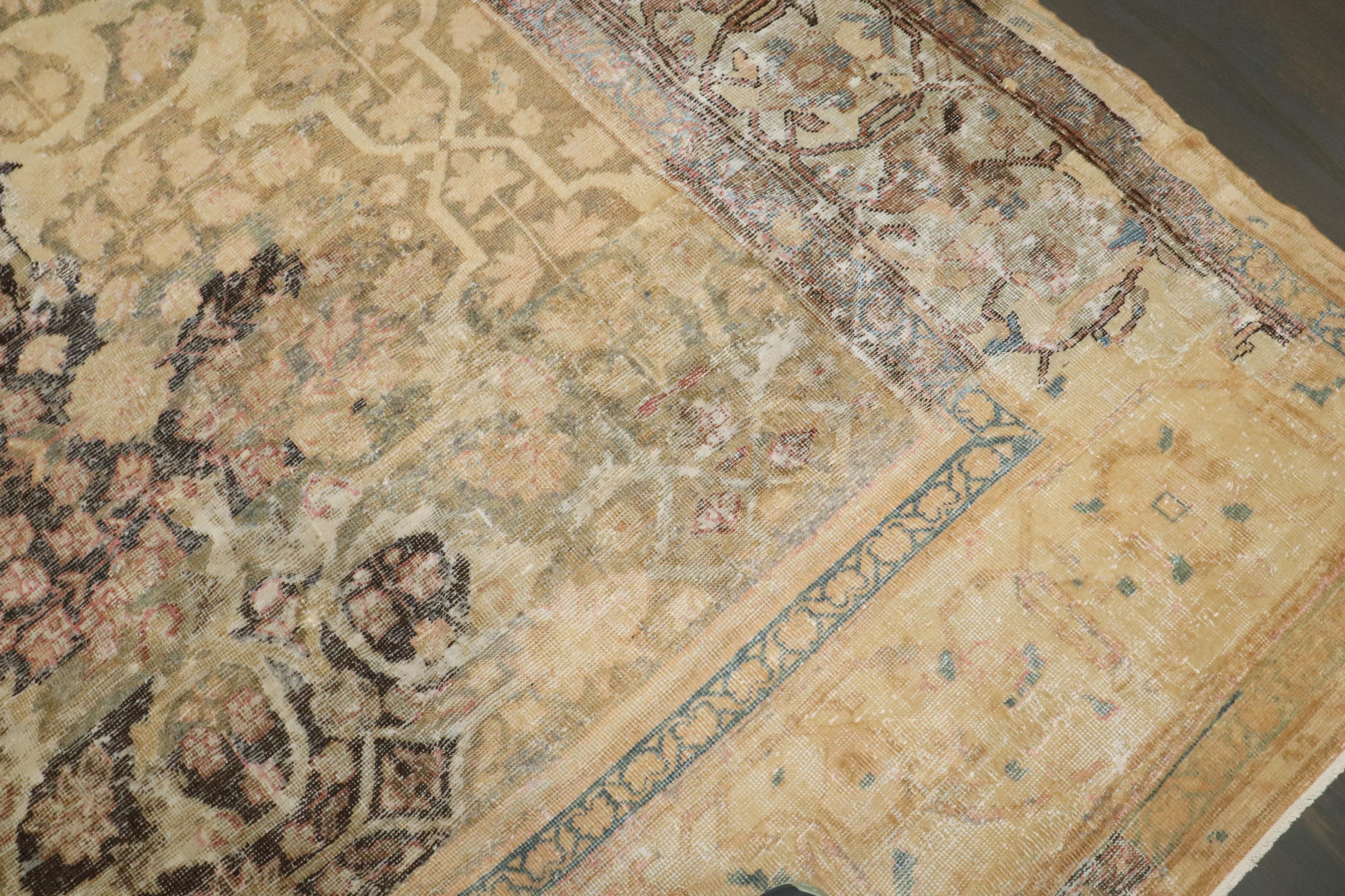 Zabihi Collection Masculine Antique Persian Sultanabad Restored Rug For Sale 5