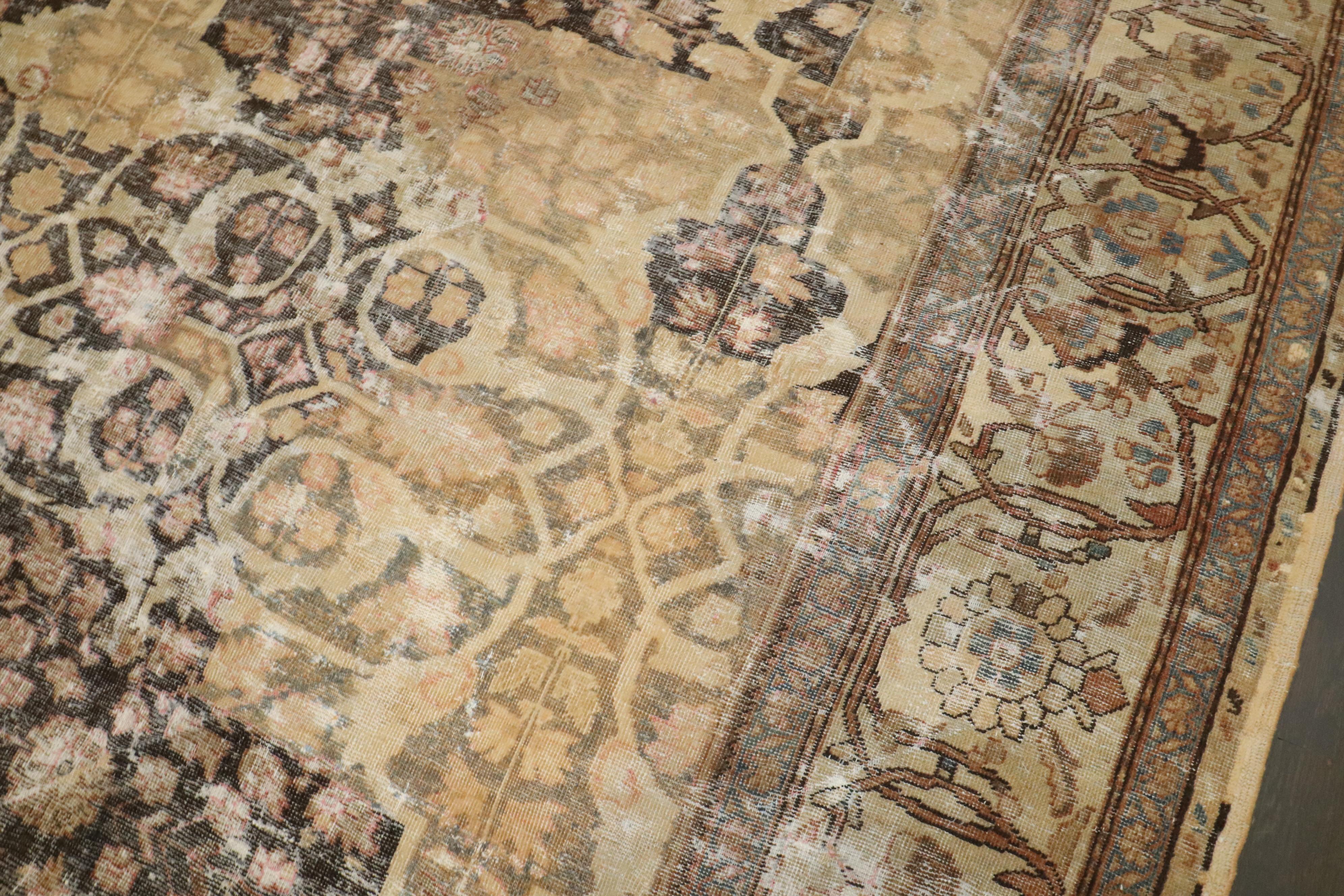 Zabihi Collection Masculine Antique Persian Sultanabad Restored Rug For Sale 8