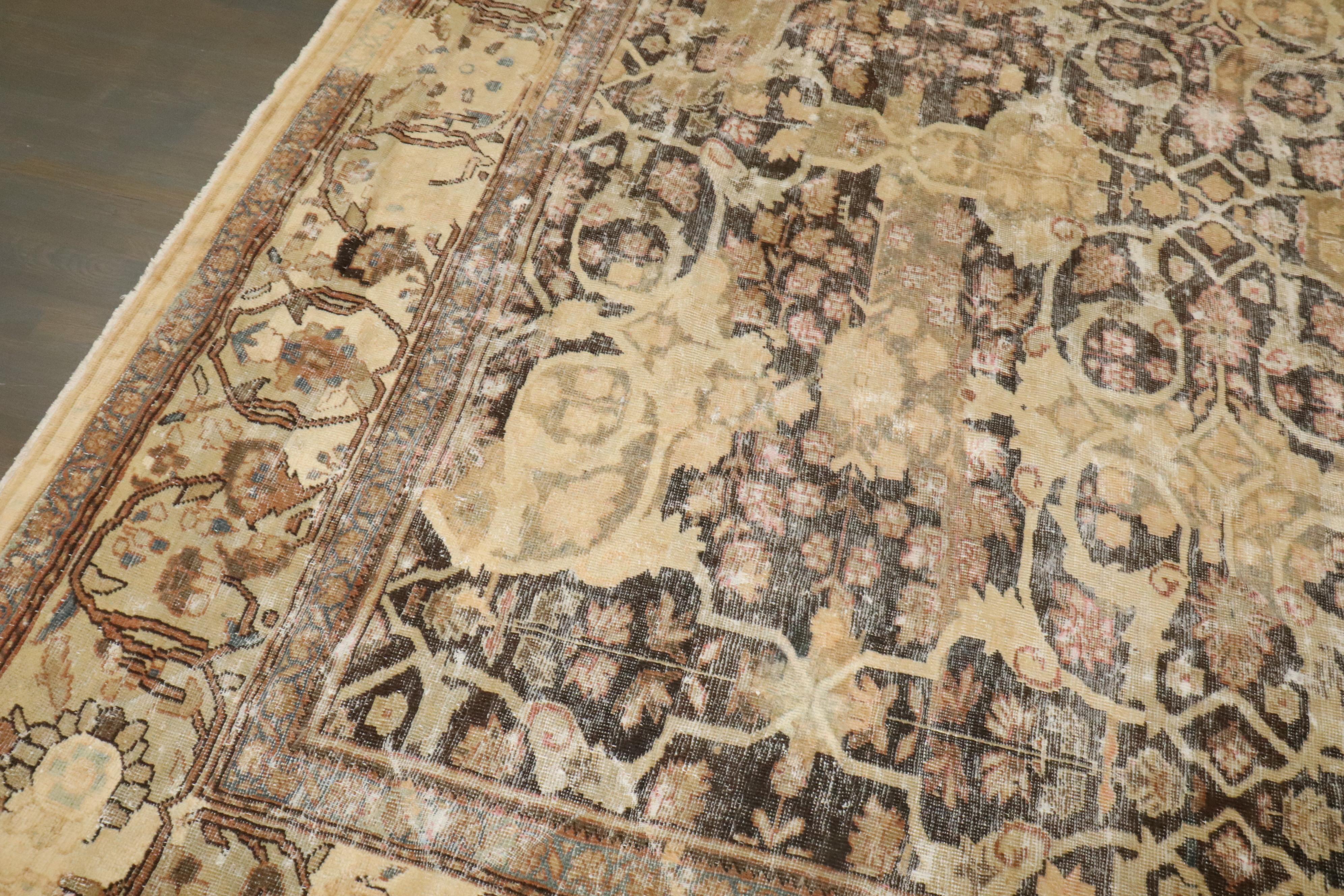 Zabihi Collection Masculine Antique Persian Sultanabad Restored Rug For Sale 10