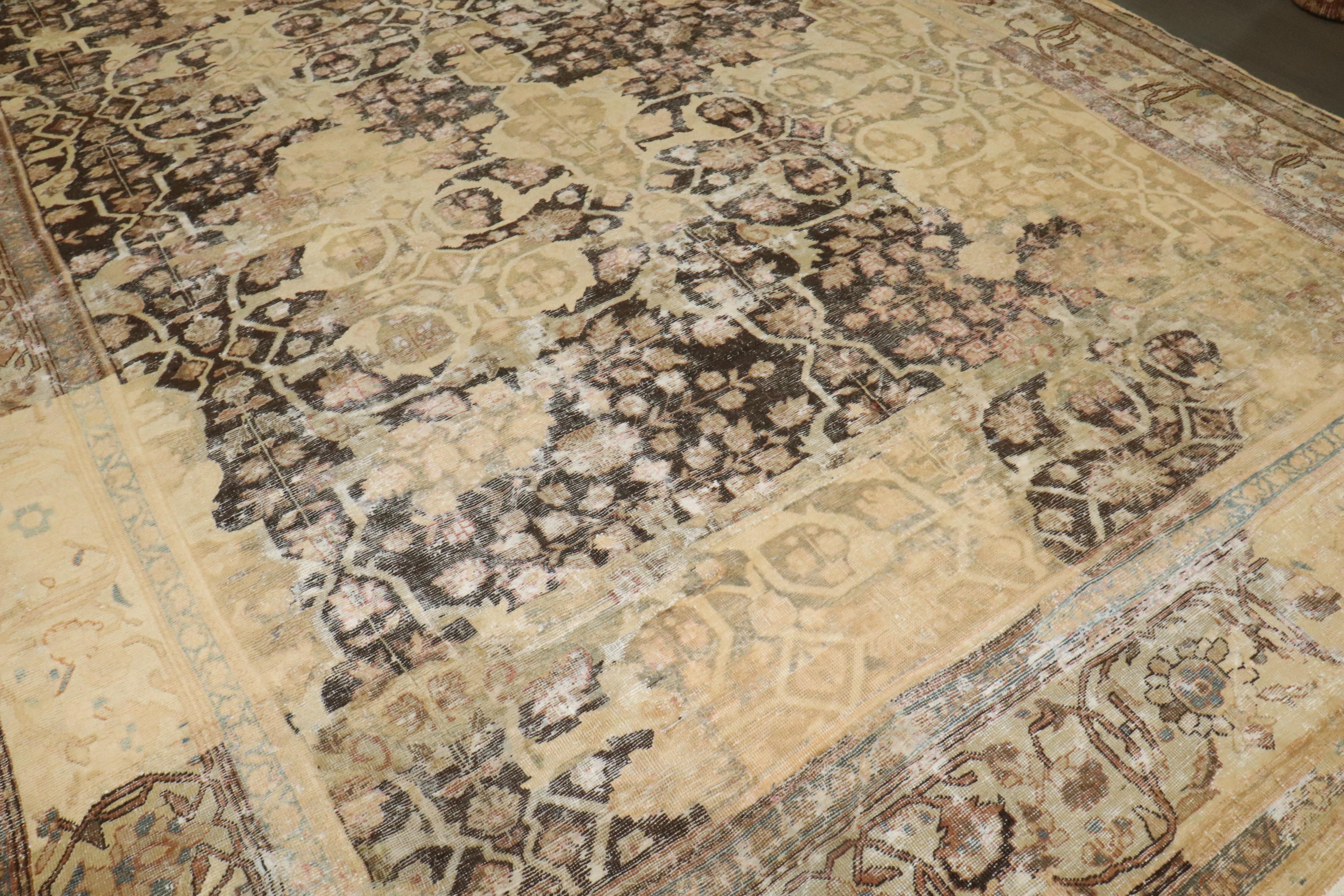 Zabihi Collection Masculine Antique Persian Sultanabad Restored Rug For Sale 12