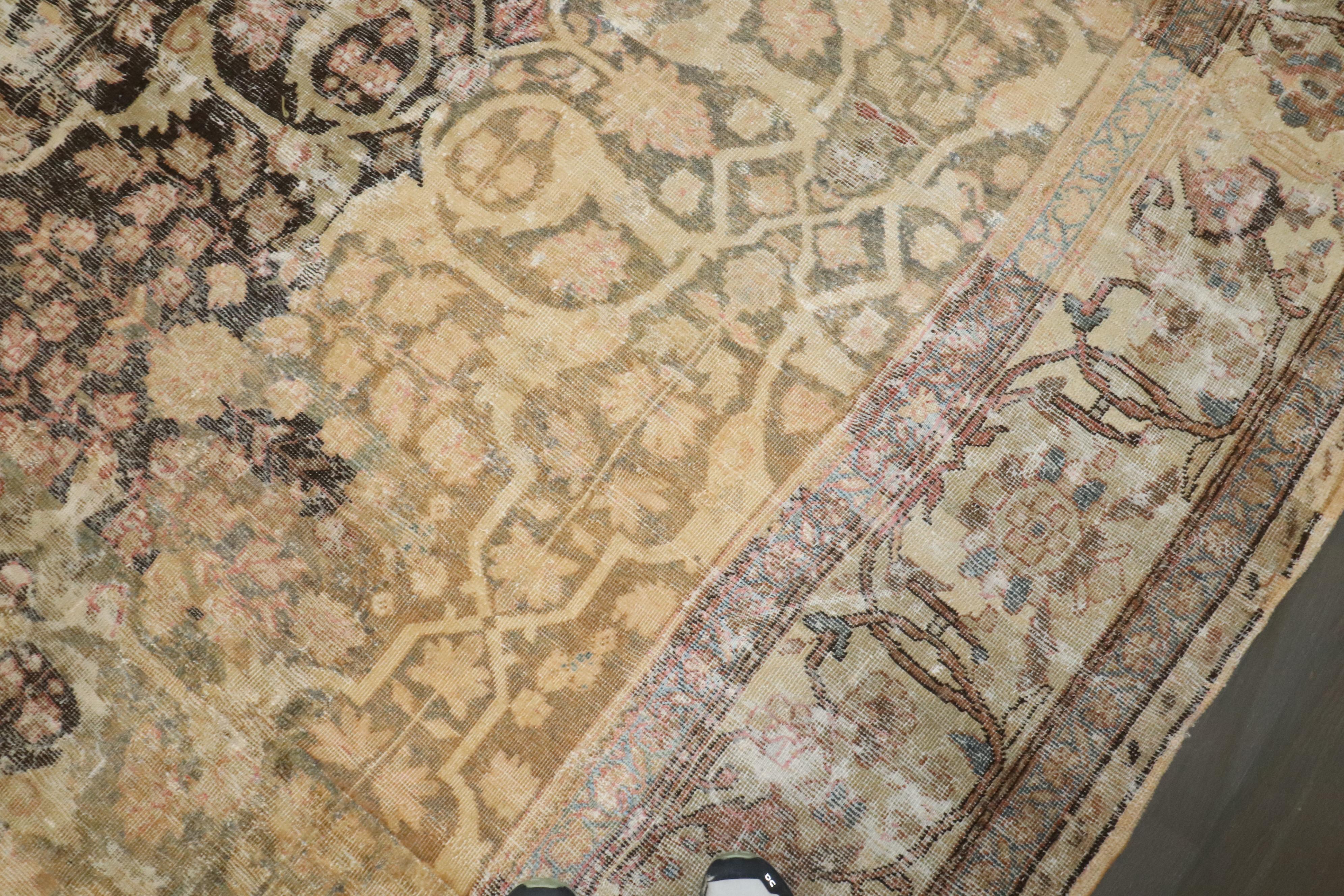 Zabihi Collection Masculine Antique Persian Sultanabad Restored Rug For Sale 14