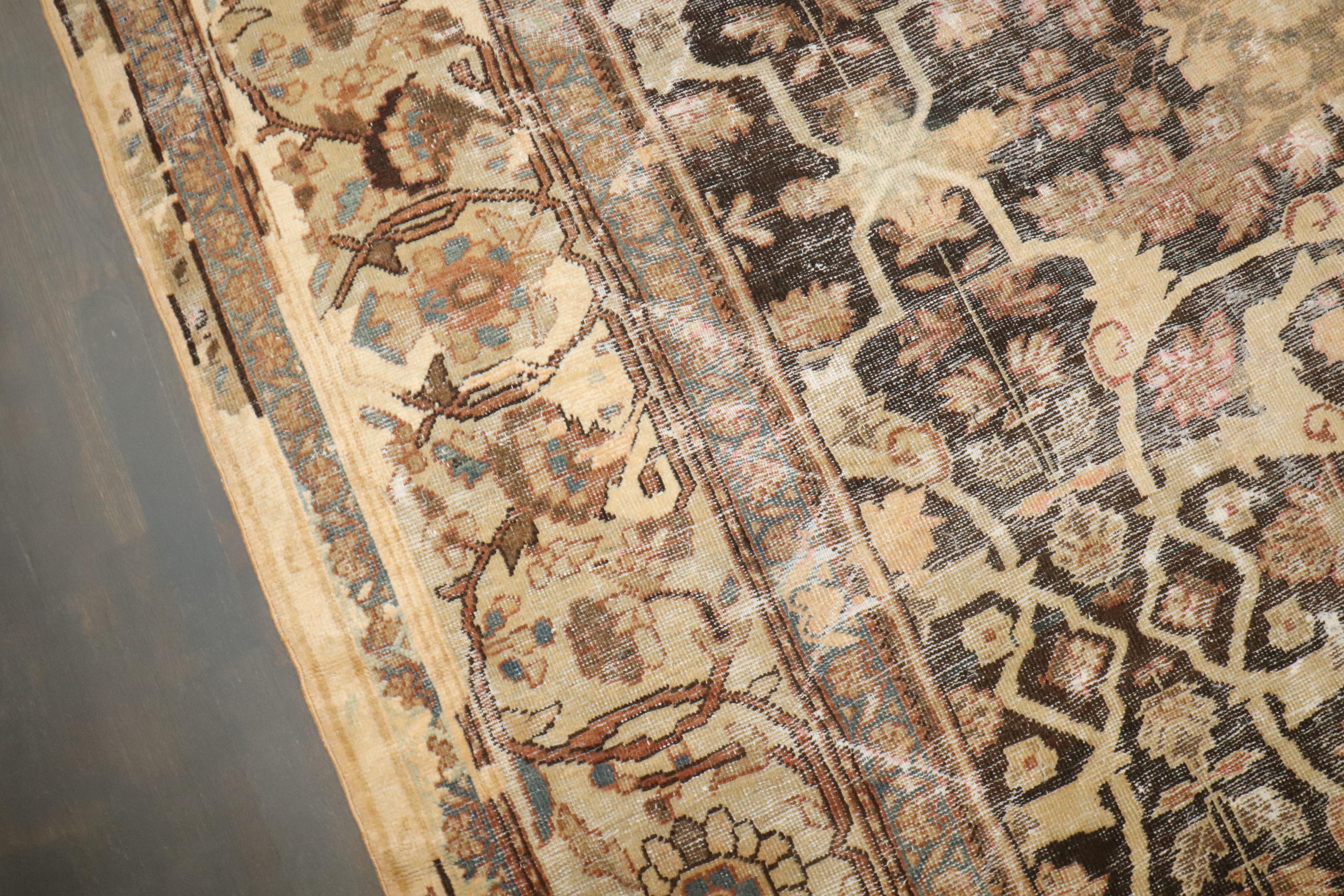 19th Century Zabihi Collection Masculine Antique Persian Sultanabad Restored Rug For Sale